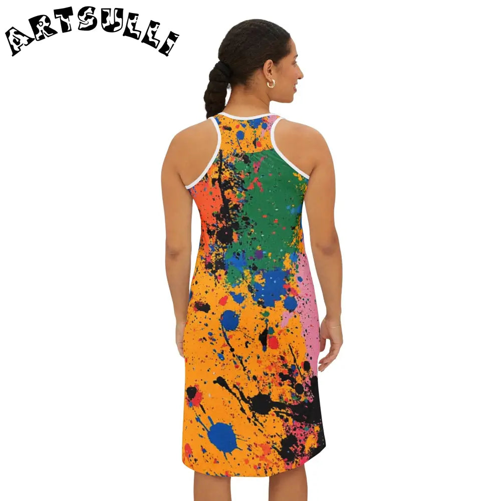JAKKOUTTHEBXX The Colors Of Paint Splatter Women’s Racerback Dress