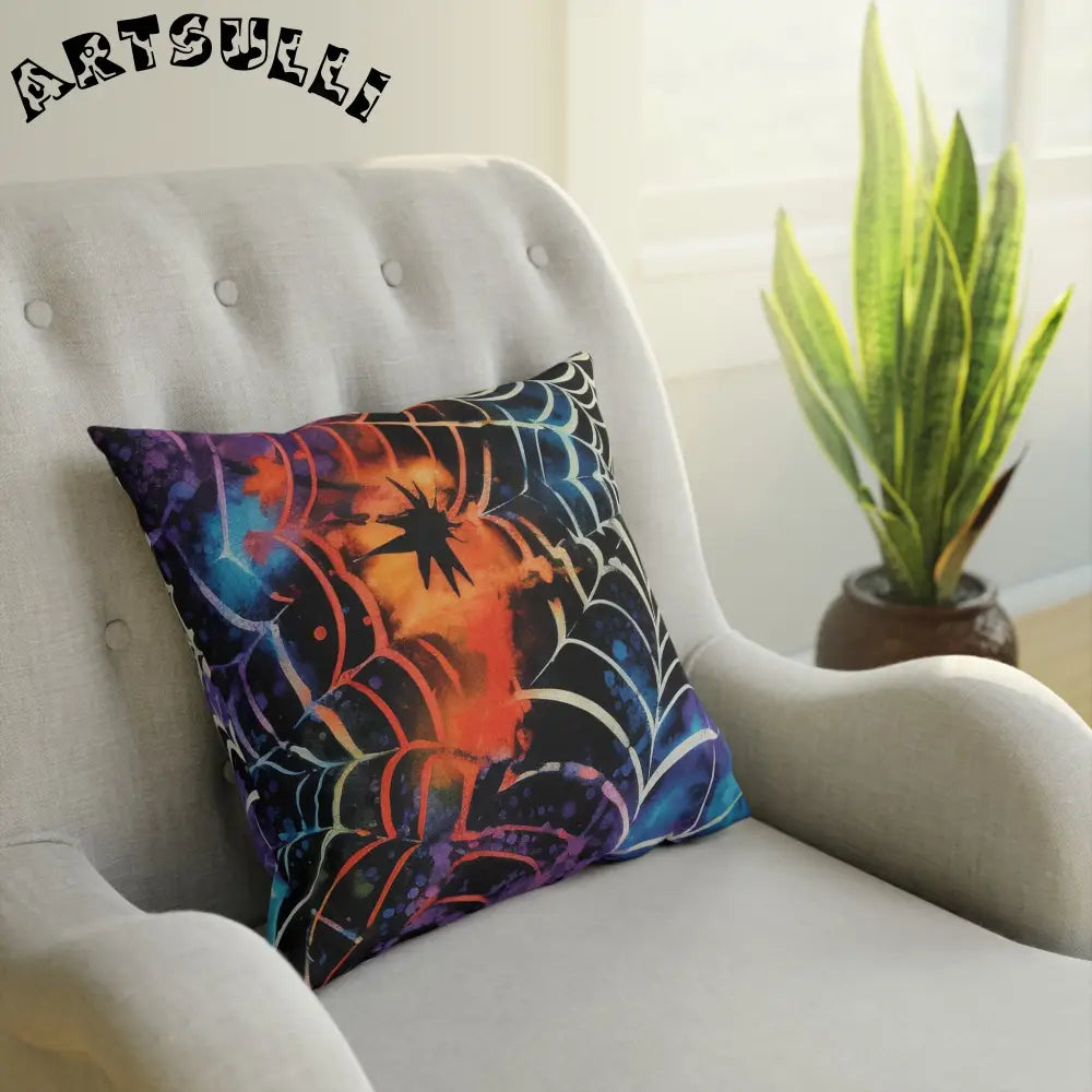 JAKKOUTTHEBXX Spider Web Illustration Printed Halloween Pillow 2025