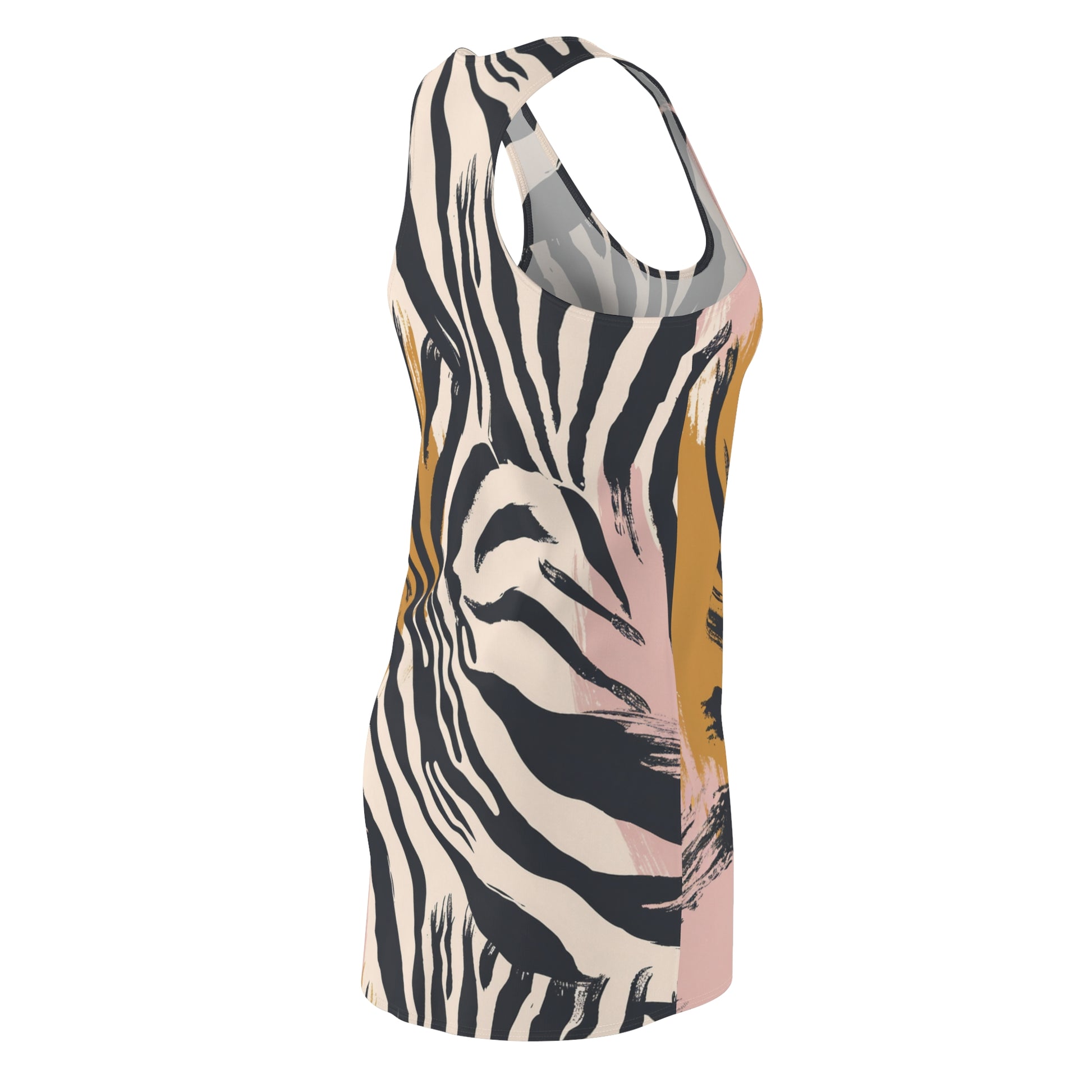 Beige Zebra Jungle Flats Women's Cut & Sew Racerback Dress (AOP), Artsulli - Art is Long, Life is Short, All Over Prints, , , , , , , 