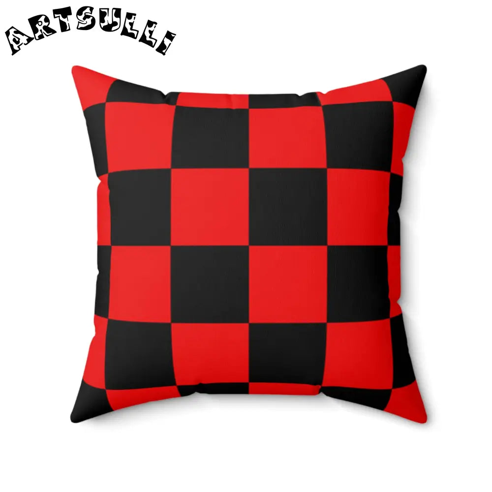 JAKKOUTTHEBXX Checkerboard Red and Black Spun Polyester Square