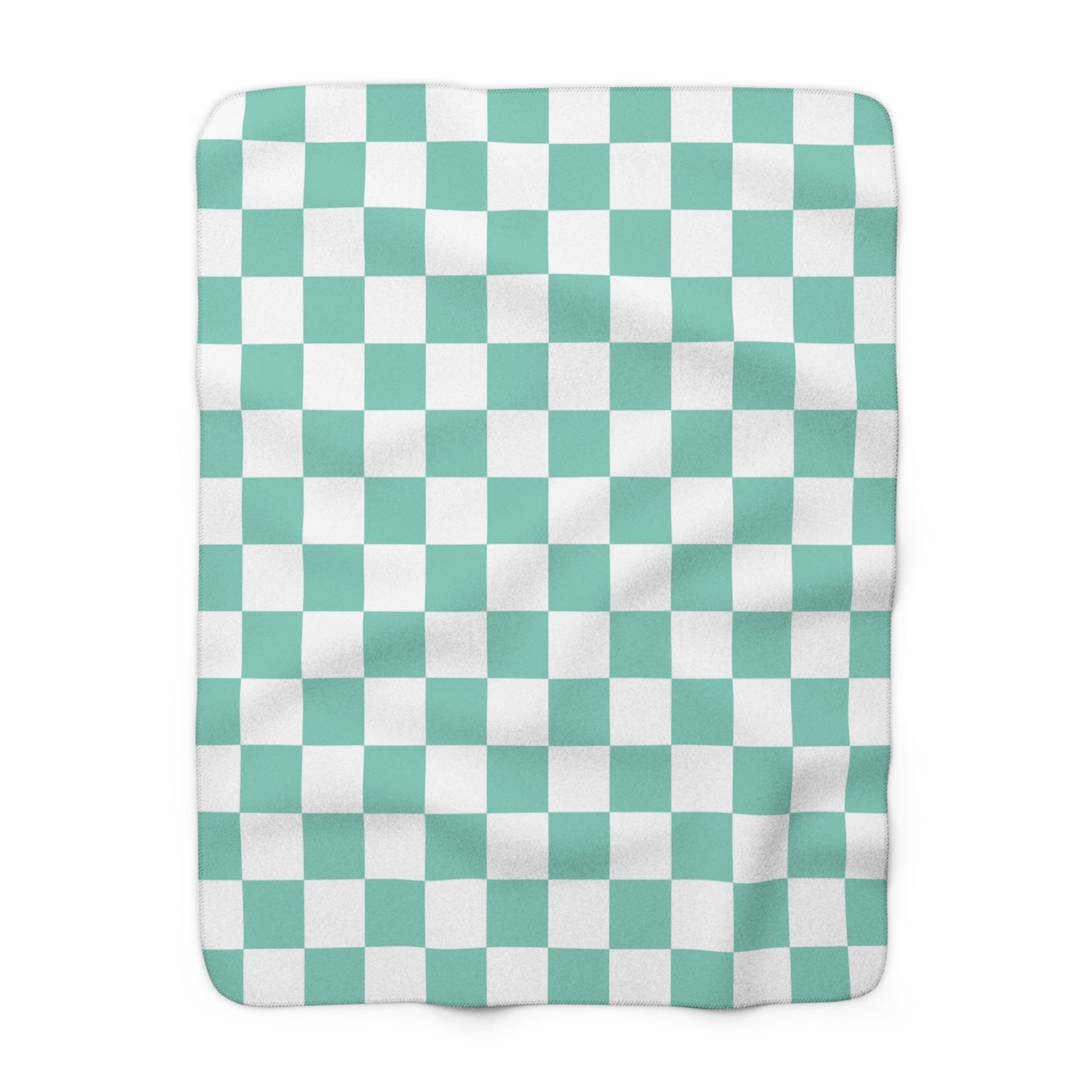 Checkerboard Light Green Sherpa Fleece Blanket, Artsulli - Art is Long, Life is Short, Home Decor, Size, 50" × 60", , , , , 23424657654788143646