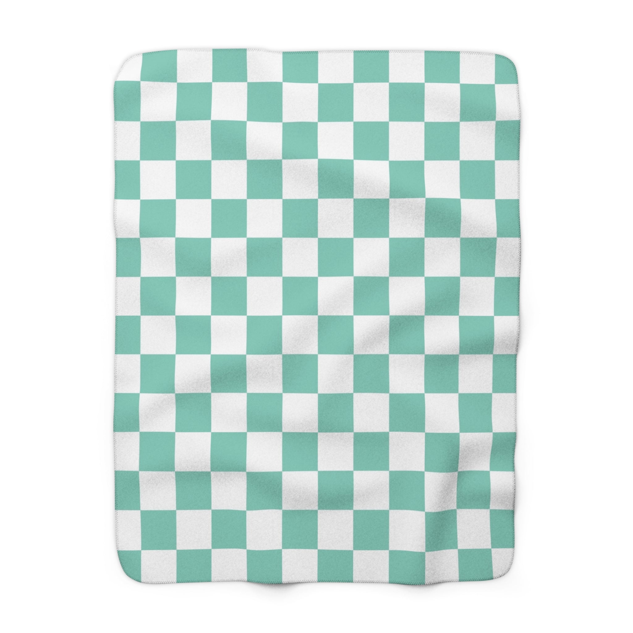 Checkerboard Light Green Sherpa Fleece Blanket, Artsulli - Art is Long, Life is Short, Home Decor, Size, 50" × 60", , , , , 23424657654788143646
