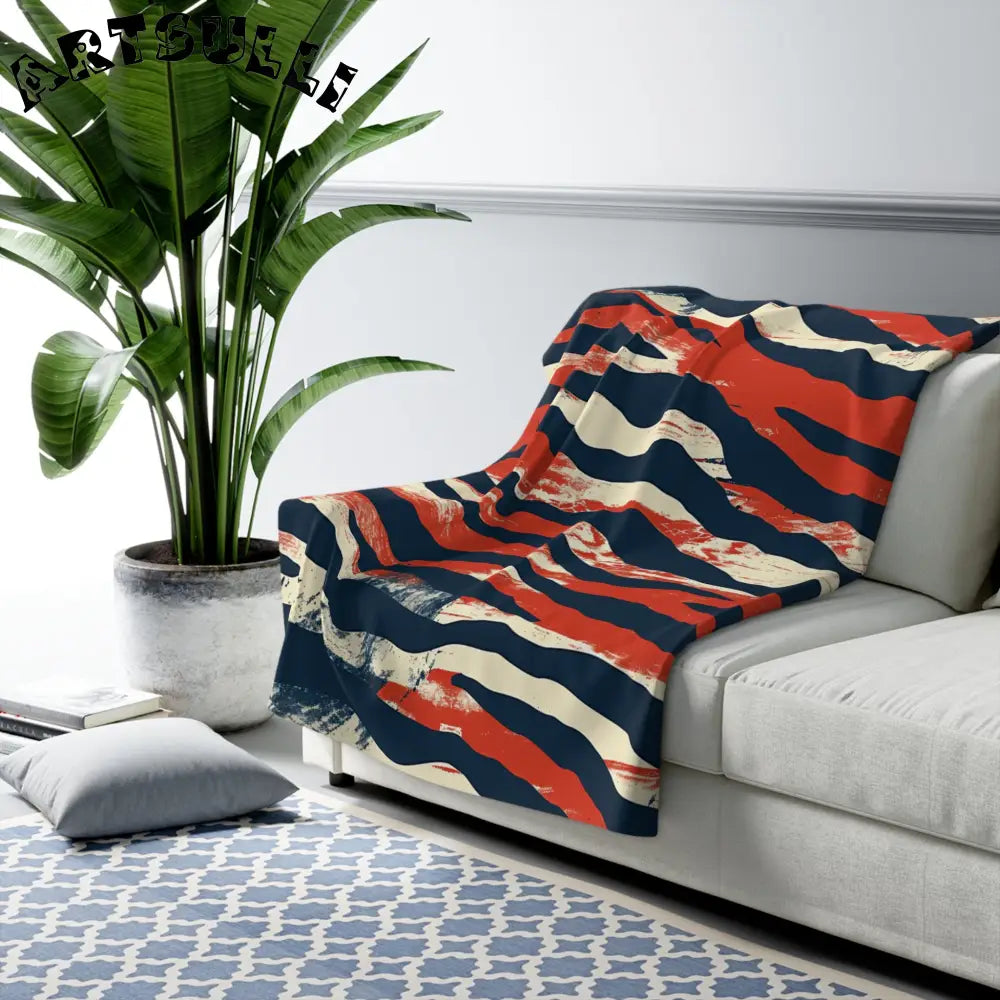 JAKKOUTTHEBXX Red White Blue Abstract Striped Illustration Printed