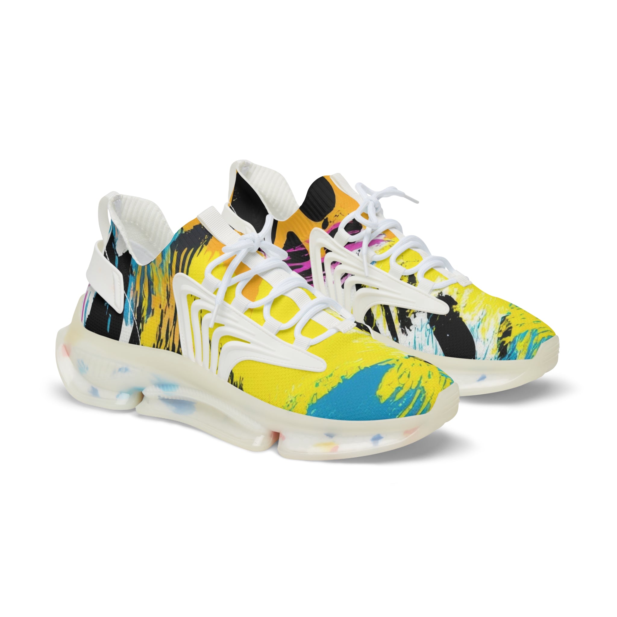 Zebra Stripes x Leopard Print x Paint Splatter Multi-Color Men's Mesh Sneakers, Artsulli - Art is Long, Life is Short, Shoes, Color, White sole, Size, US 5, , , 17876251282016