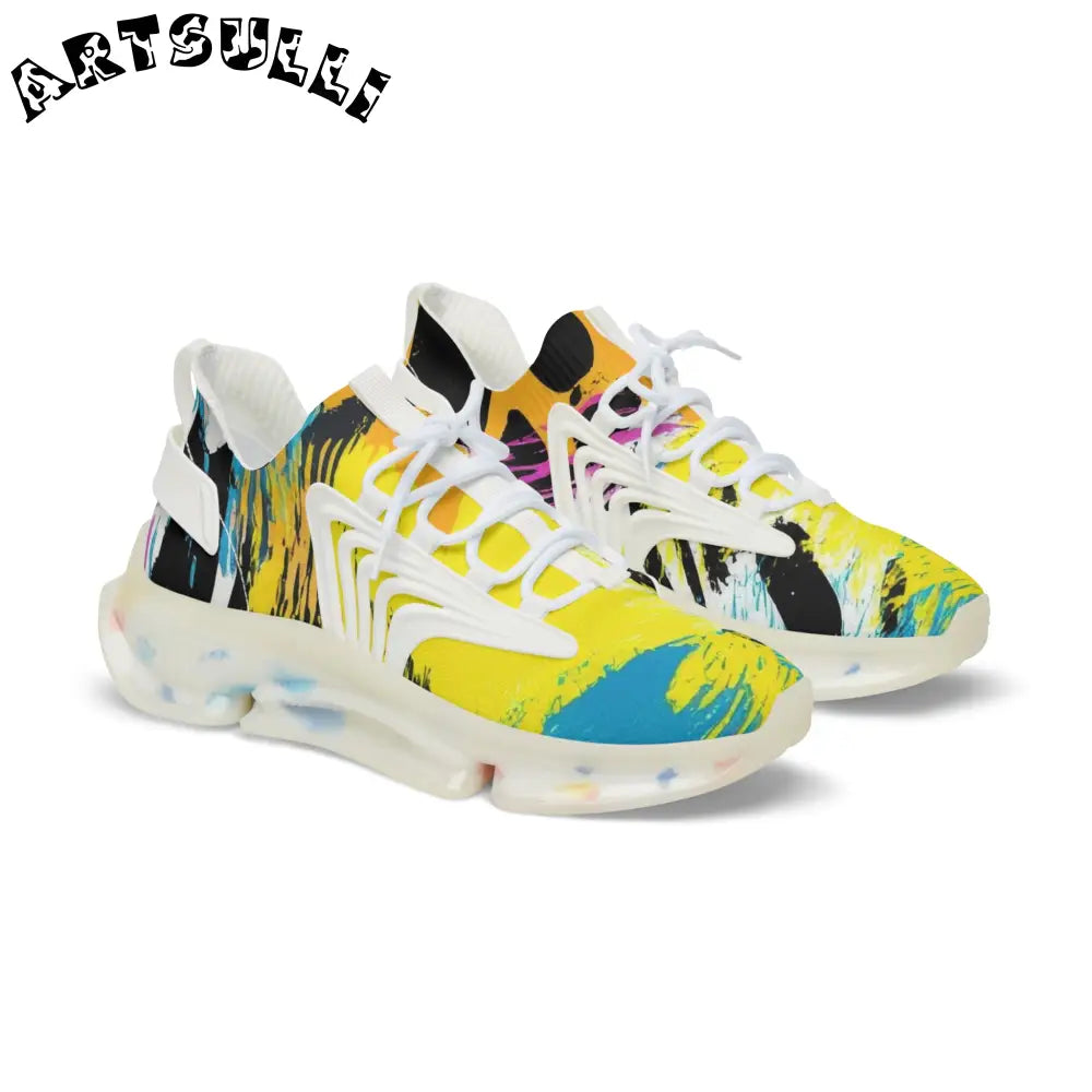 Zebra Stripes x Leopard Print x Paint Splatter Multi-Color Men's Mesh Sneakers, Artsulli - Art is Long, Life is Short, Shoes, Color, White sole, Size, US 5, , , 17876251282016