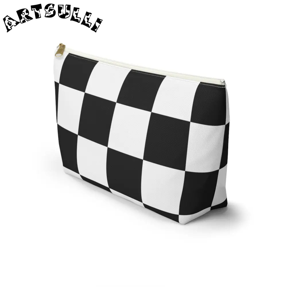 JAKKOUTTHEBXX Checkerboard Black and White Accessory Pouch w