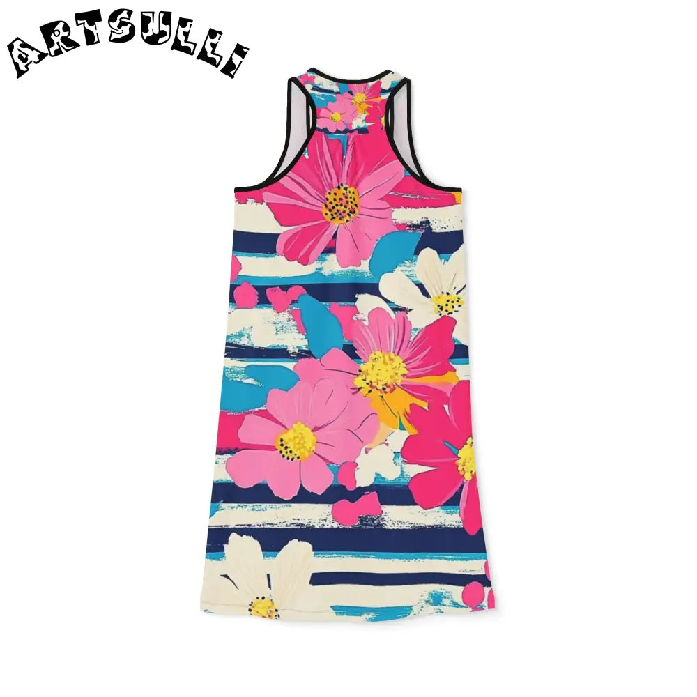JAKKOUTTHEBXX Dayglo Floral Stripes II Multi-Color Women’s Racerback