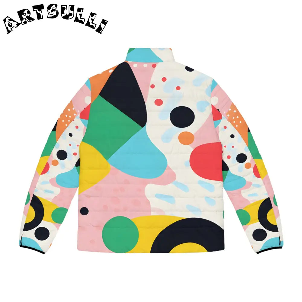 JAKKOUTTHEBXX Colorful Abstract Shapes Men’s Puffer Jacket (AOP)