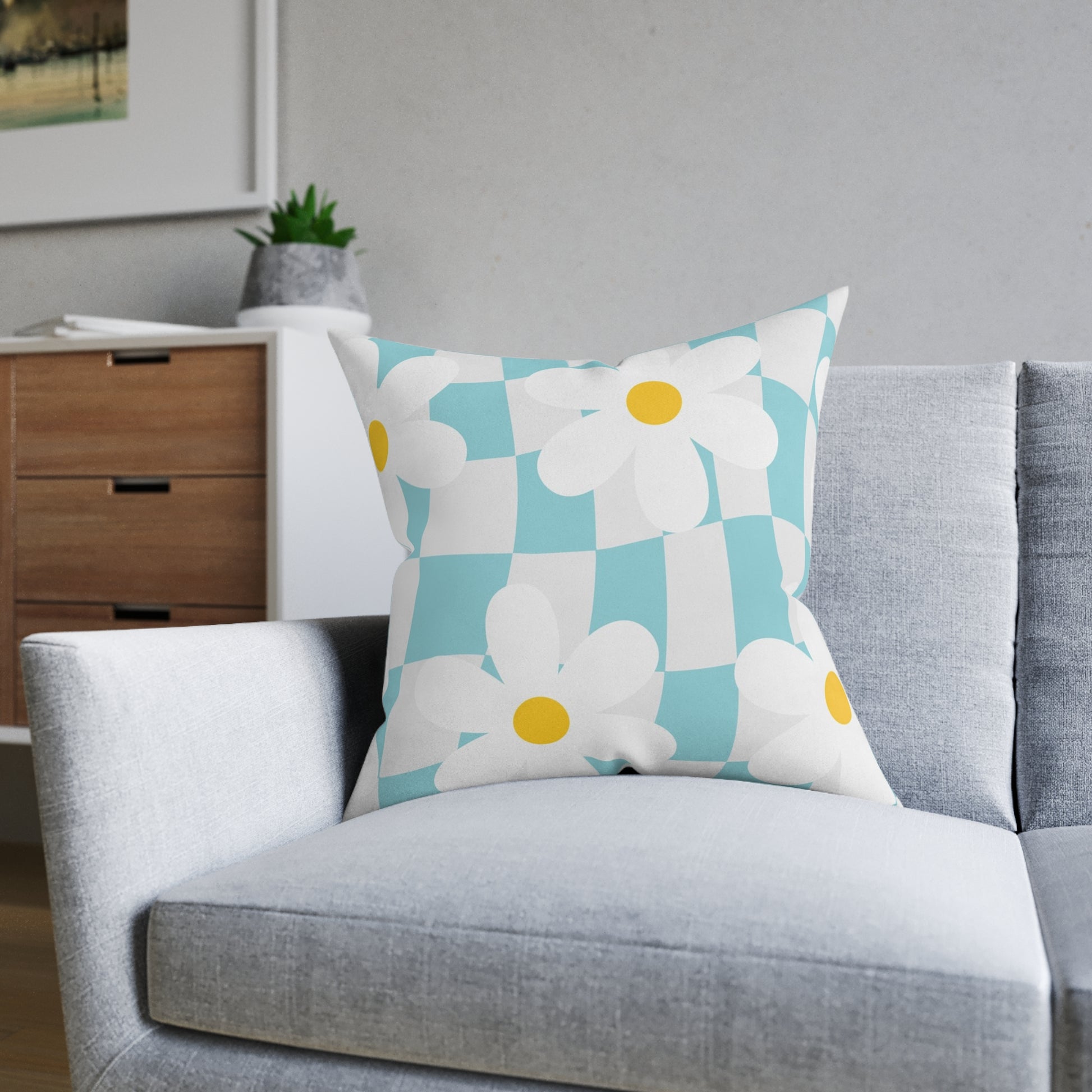 Trippy Check Garden Square Pillow, Artsulli - Art is Long, Life is Short, Home Decor, , , , , , , 