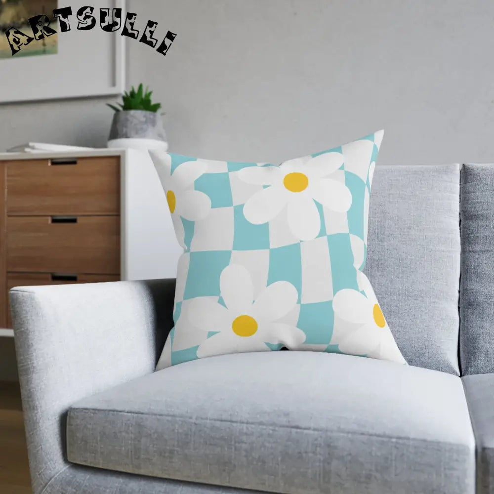 JAKKOUTTHEBXX Trippy Check Garden Square Pillow JAKKOUTTHEBXX