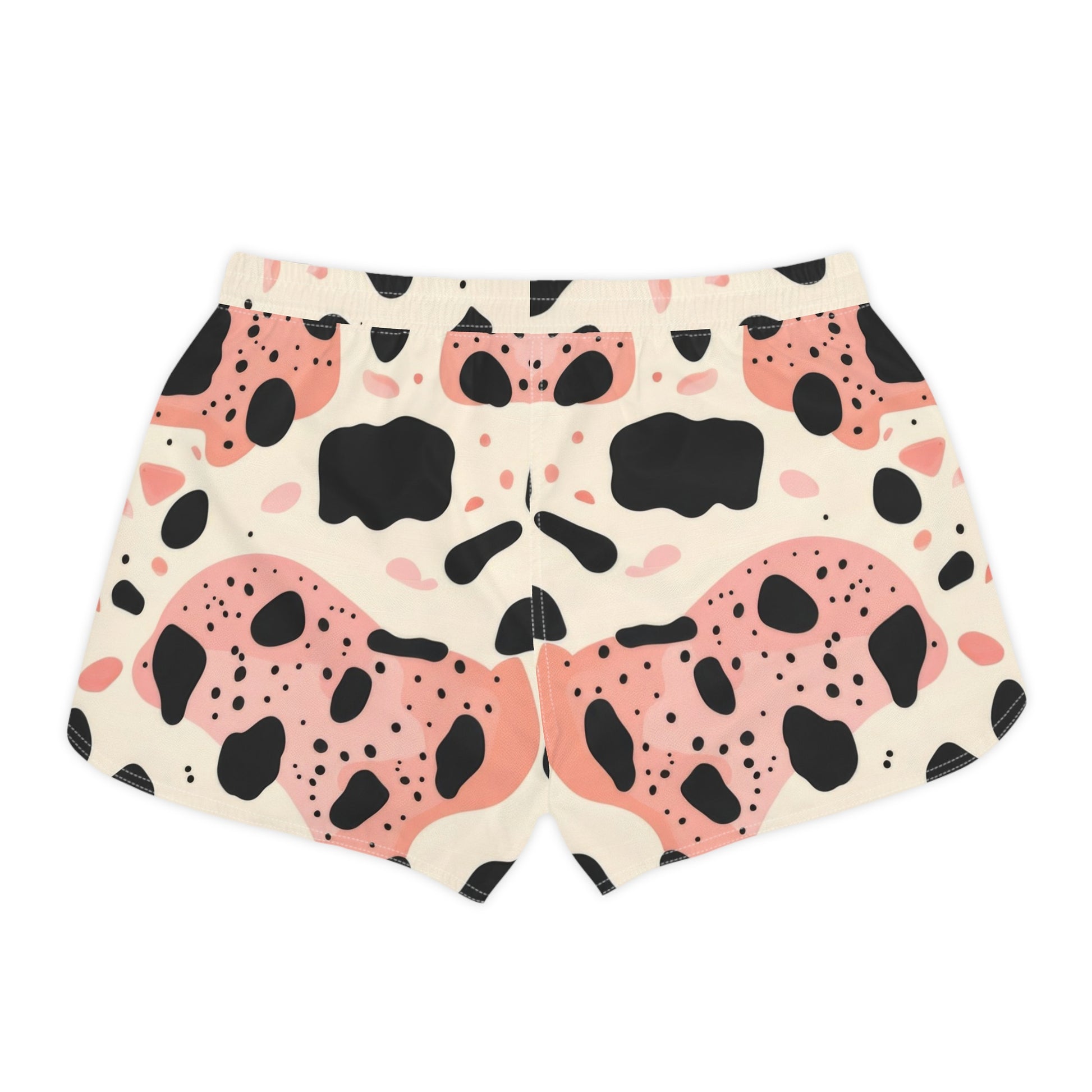 Organic Cow Print Cream and Pink Women's Casual Shorts (AOP), Artsulli - Art is Long, Life is Short, All Over Prints, , , , , , , 