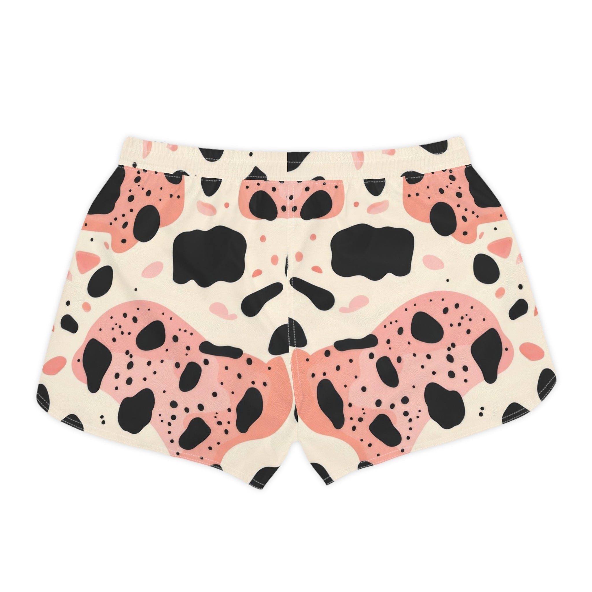 Organic Cow Print Cream and Pink Women's Casual Shorts (AOP), Artsulli - Art is Long, Life is Short, All Over Prints, , , , , , , 