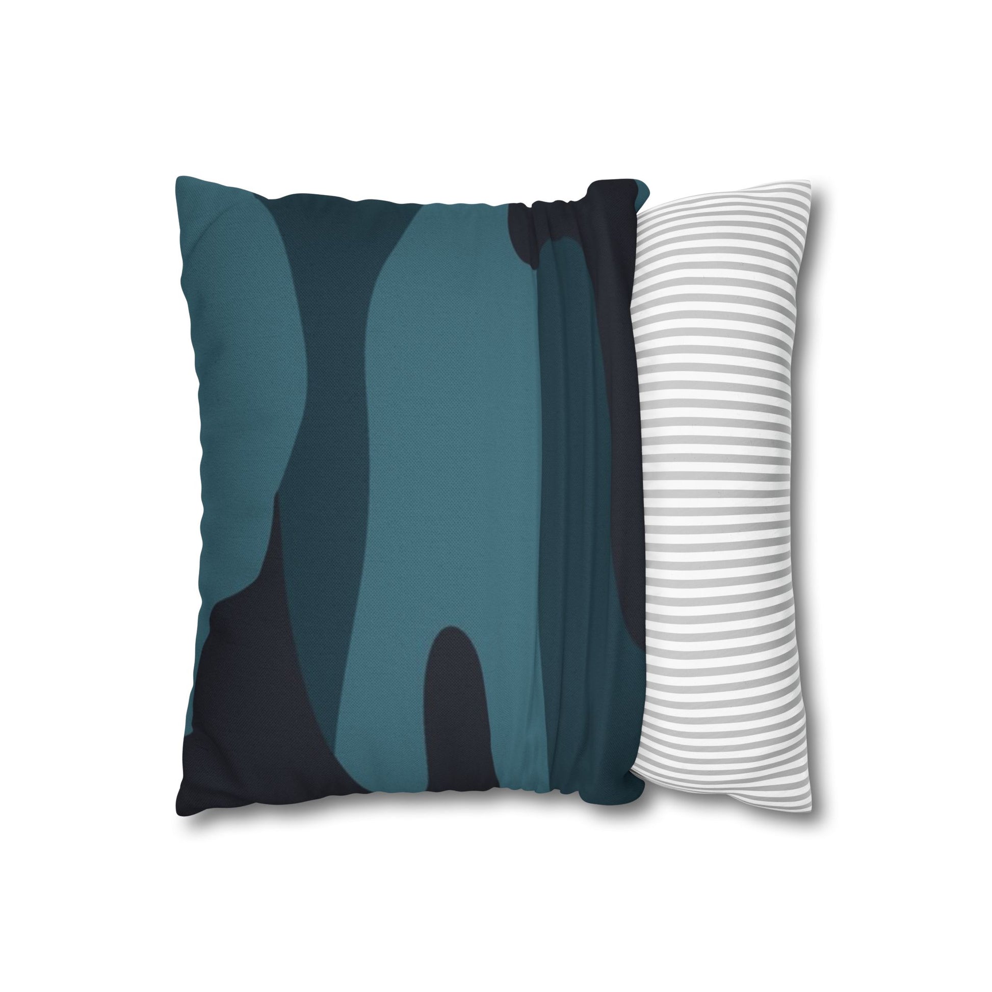 Blue Camouflage Spun Polyester Square Pillowcase, Artsulli - Art is Long, Life is Short, Home Decor, , , , , , , 