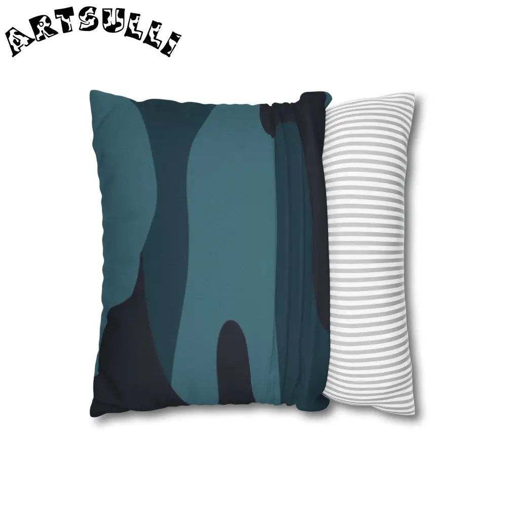 JAKKOUTTHEBXX Blue Camouflage Spun Polyester Square Pillowcase