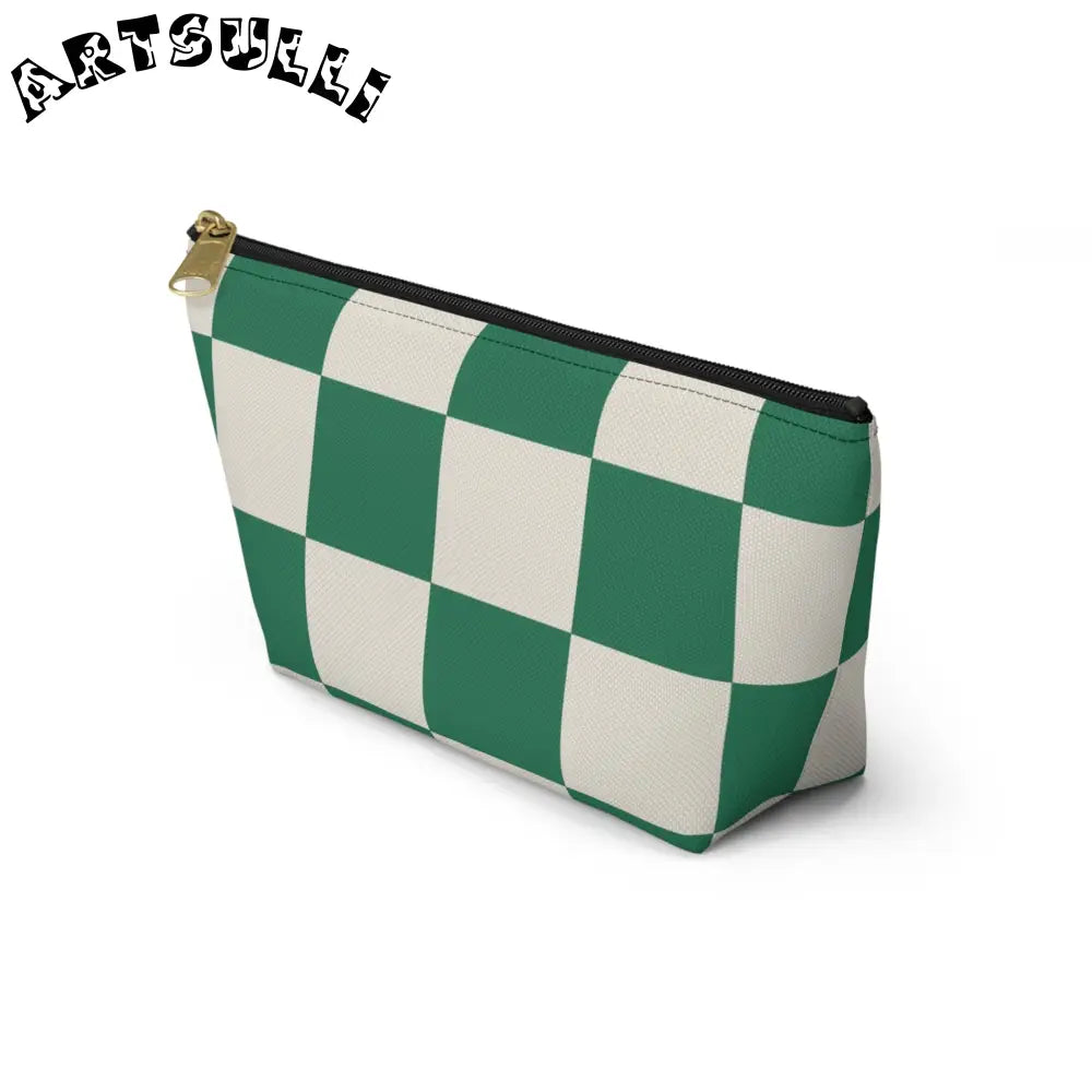 JAKKOUTTHEBXX Checkerboard Dark Green Accessory Pouch w T-bottom