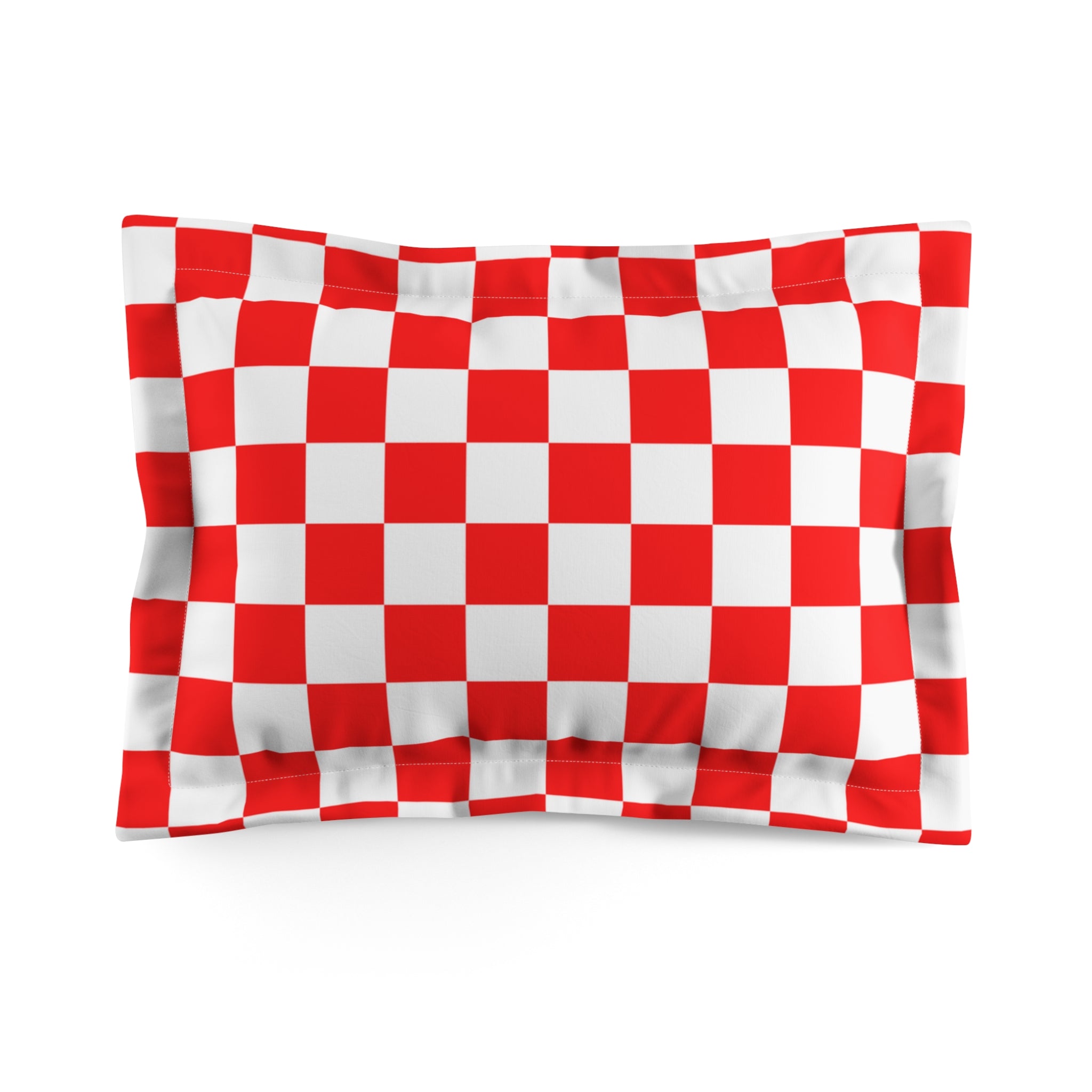 Checkerboard Red and White Microfiber Pillow Sham, Artsulli - Art is Long, Life is Short, Home Decor, Size, Standard, , , , , 14942217537504575765