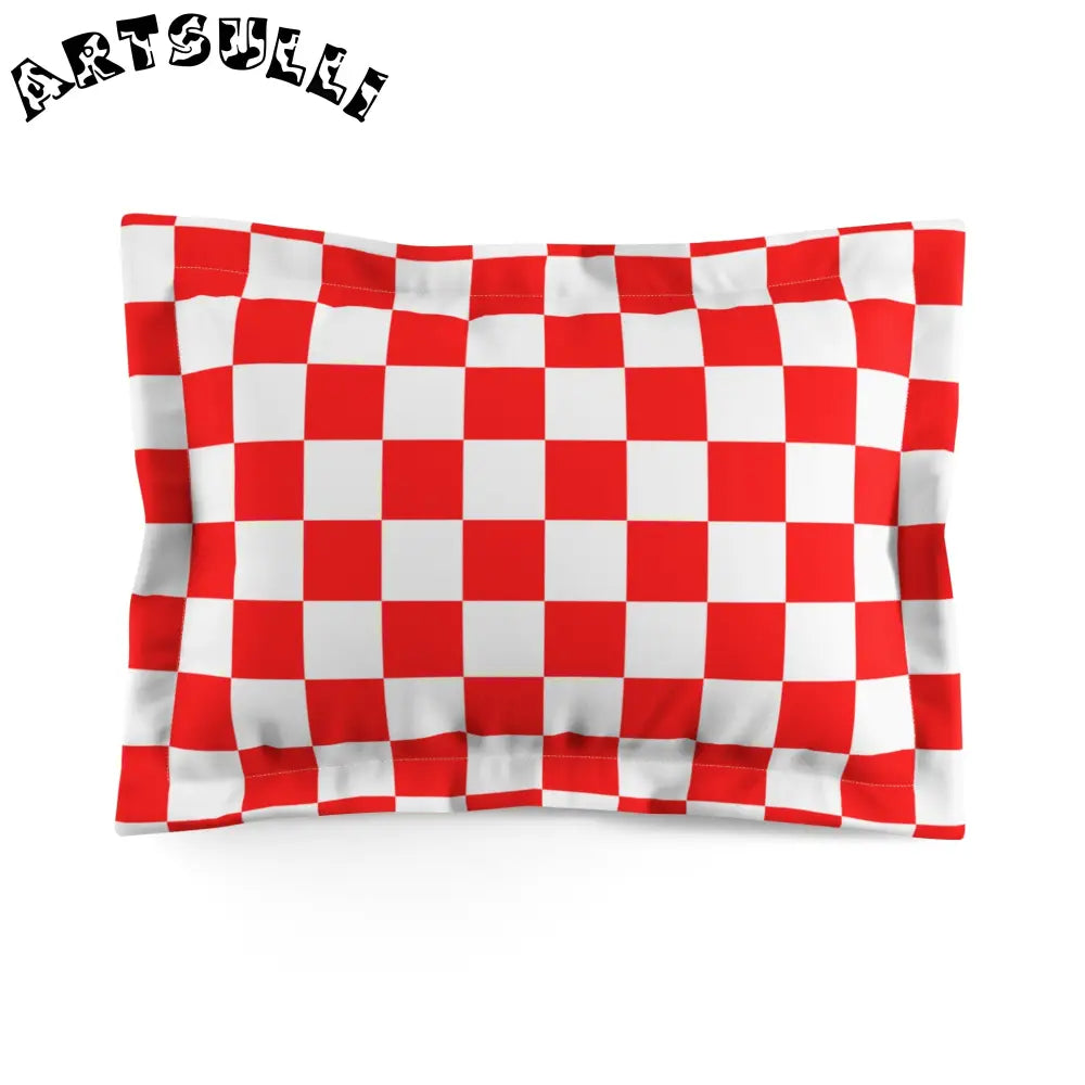 JAKKOUTTHEBXX Checkerboard Red and White Microfiber Pillow Sham
