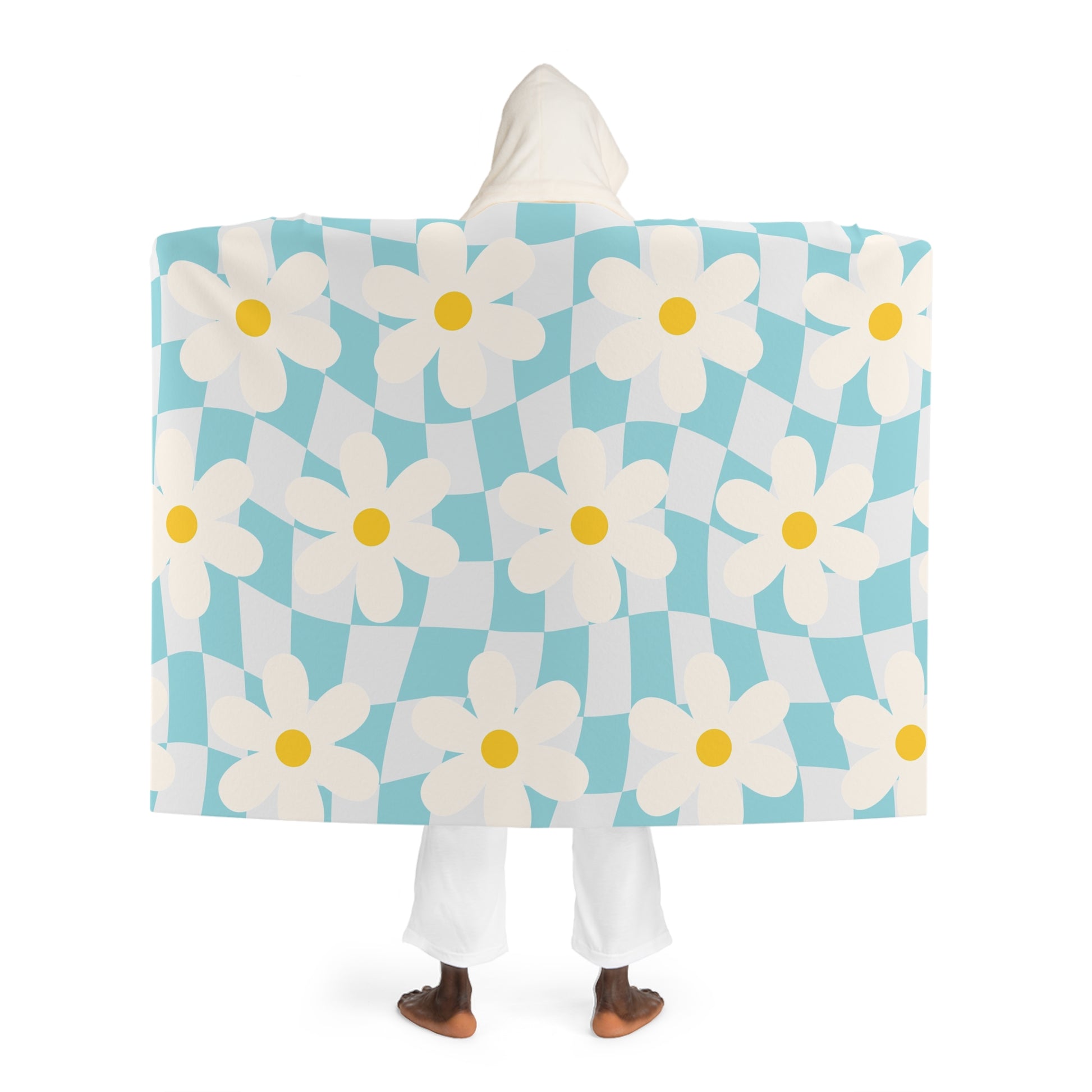Trippy Check Garden Hooded Sherpa Fleece Blanket, Artsulli - Art is Long, Life is Short, All Over Prints, , , , , , , 
