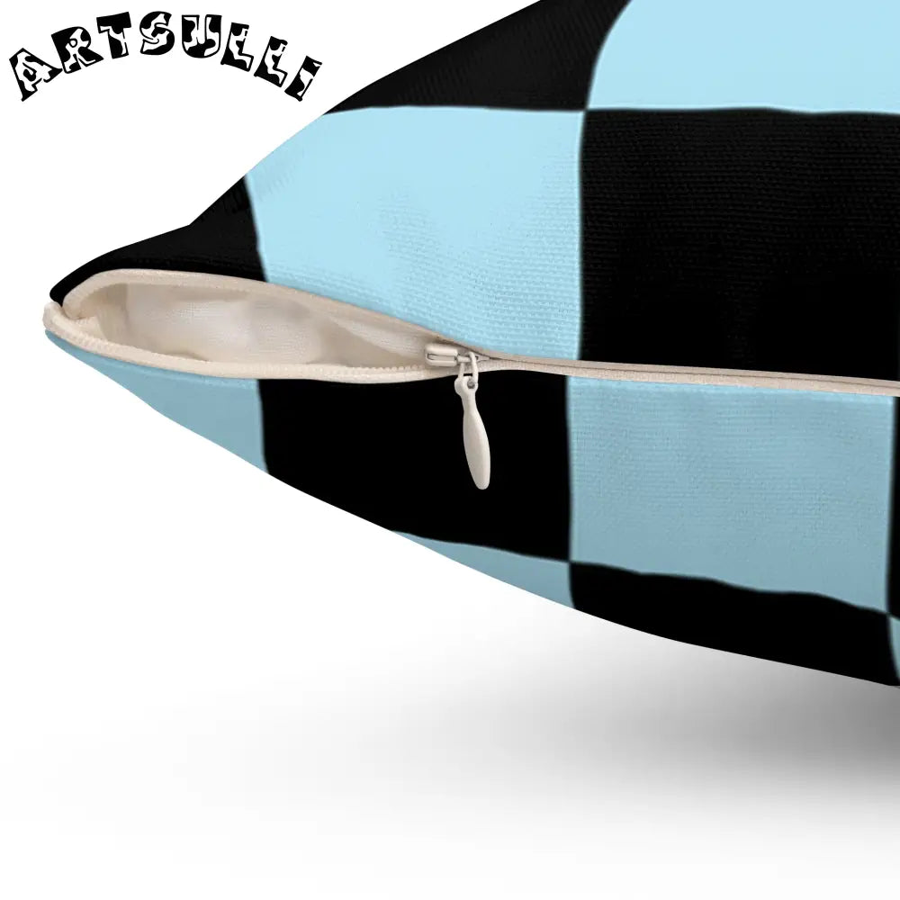 JAKKOUTTHEBXX Checkerboard Black and Blue Spun Polyester Square
