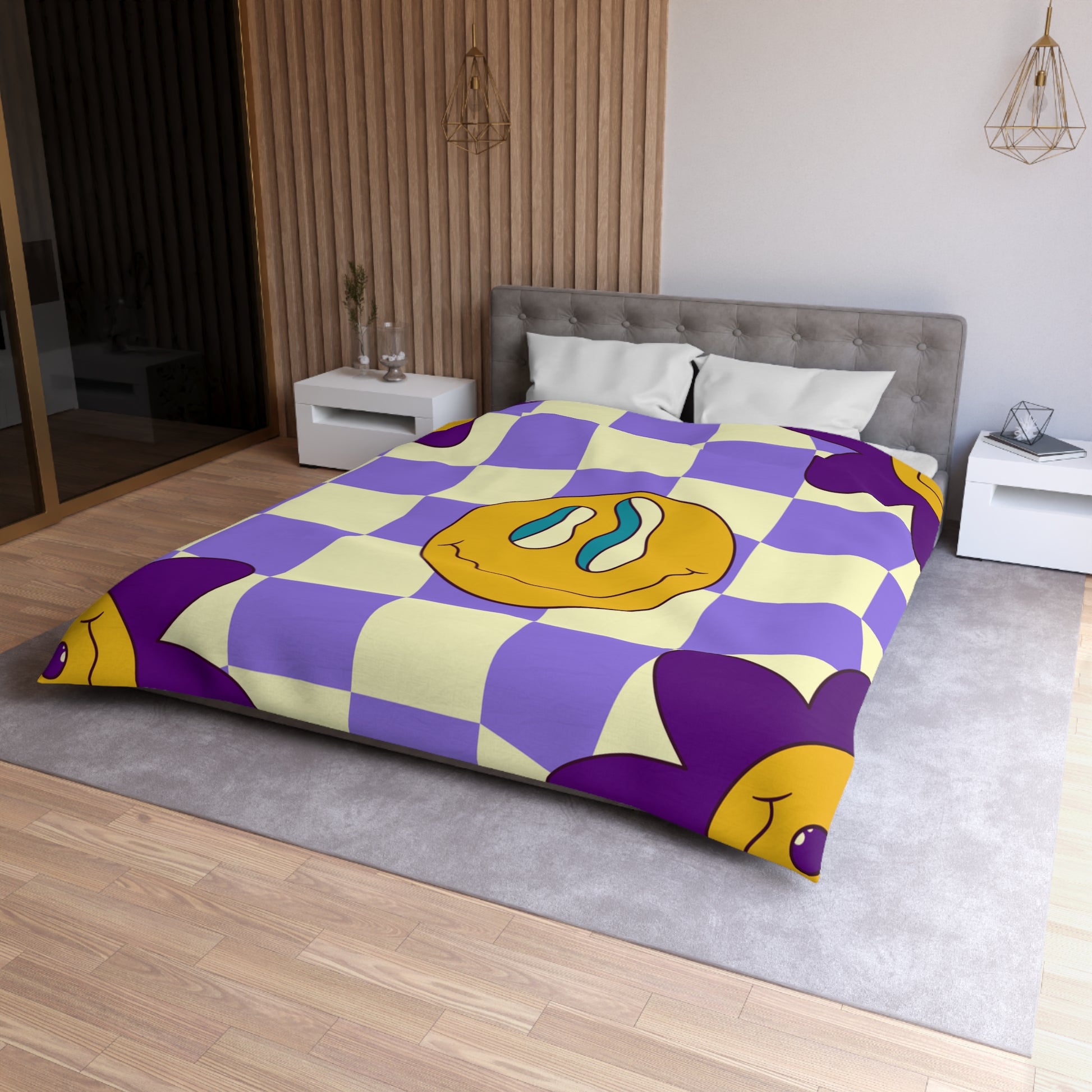Trippy Flower Power Motifs Microfiber Duvet Cover, Artsulli - Art is Long, Life is Short, Home Decor, , , , , , , 