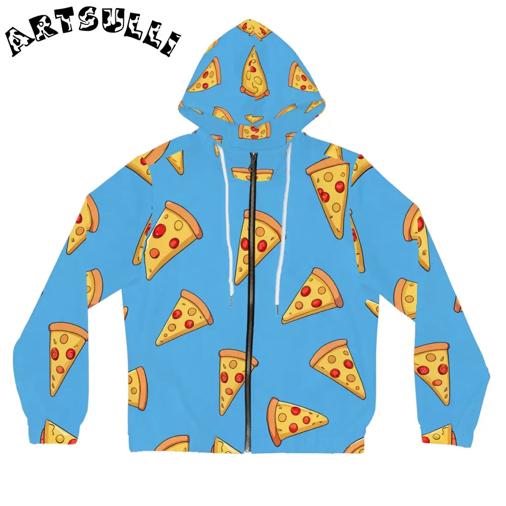JAKKOUTTHEBXX Blue Pizza Dreamscape Women’s Full-Zip Hoodie (AOP)