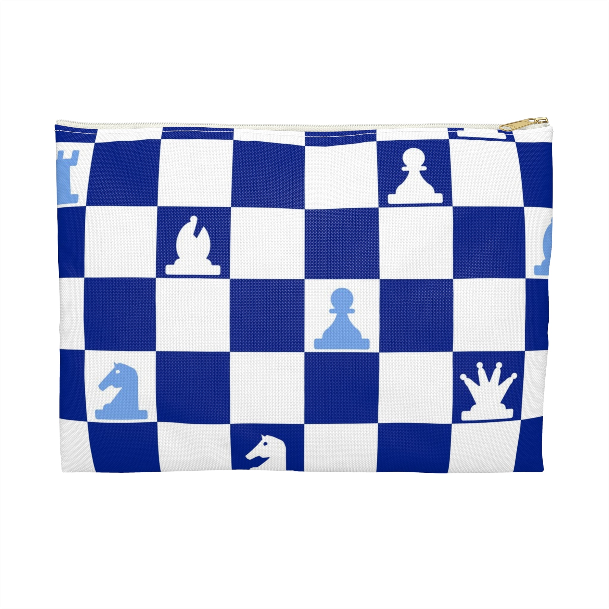Chessboard Navy Blue Accessory Pouch, Artsulli - Art is Long, Life is Short, Bags, Size, Large, Color, White zipper, , , 15507753394783159128