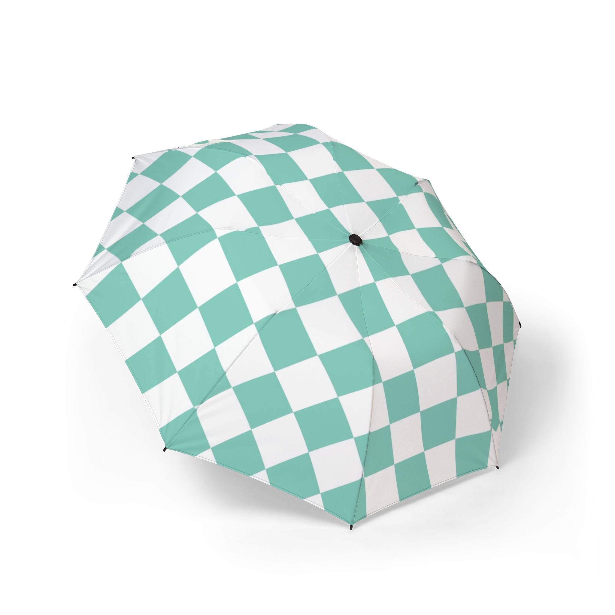 Checkerboard Light Green Semi-Automatic Foldable Umbrella, Artsulli - Art is Long, Life is Short, Accessories, Size, One size, , , , , 23155545399691462737