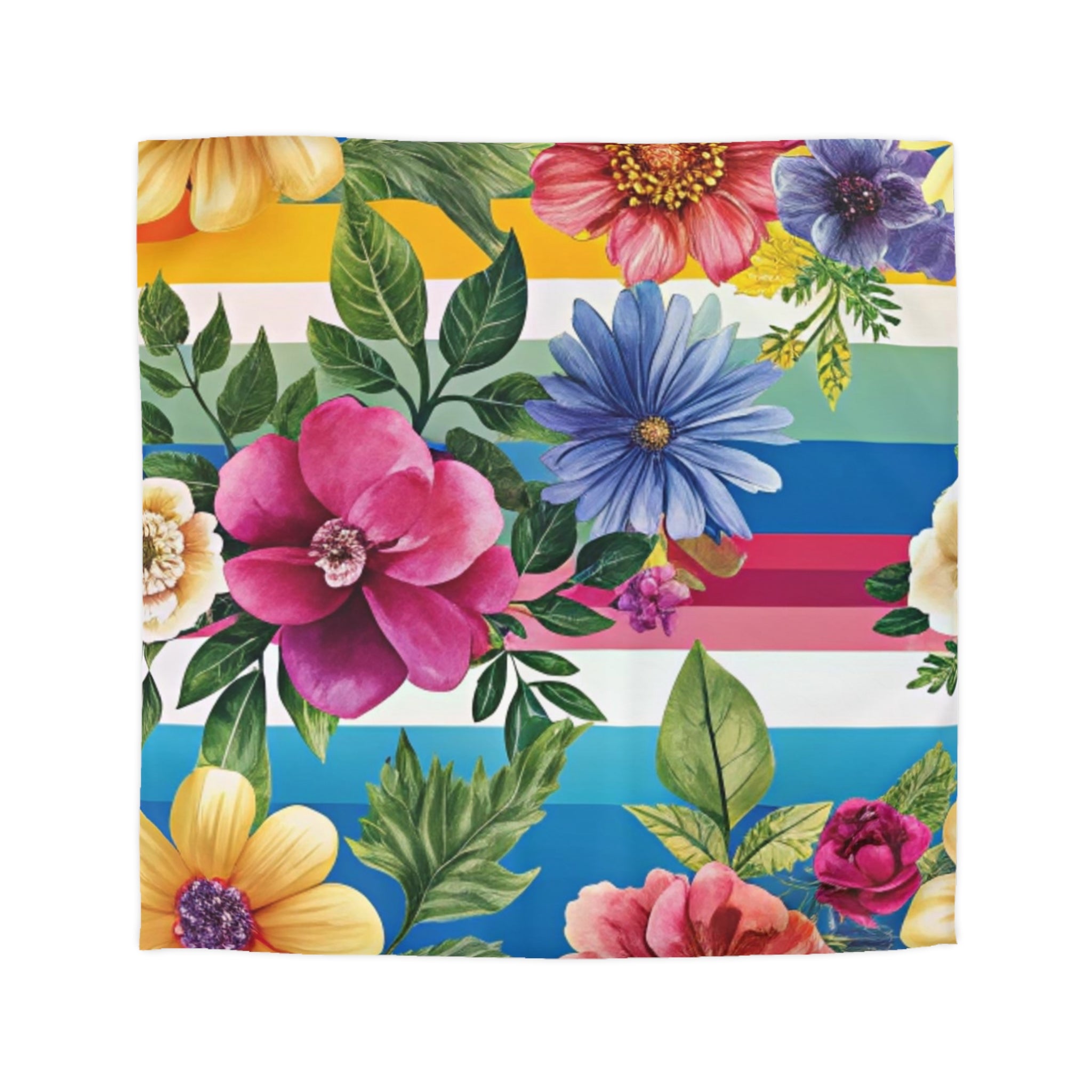 Floral Stripe 4K Microfiber Duvet Cover, Artsulli - Art is Long, Life is Short, Home Decor, Size, Queen, Color, Cream, , , 12133151837659078644