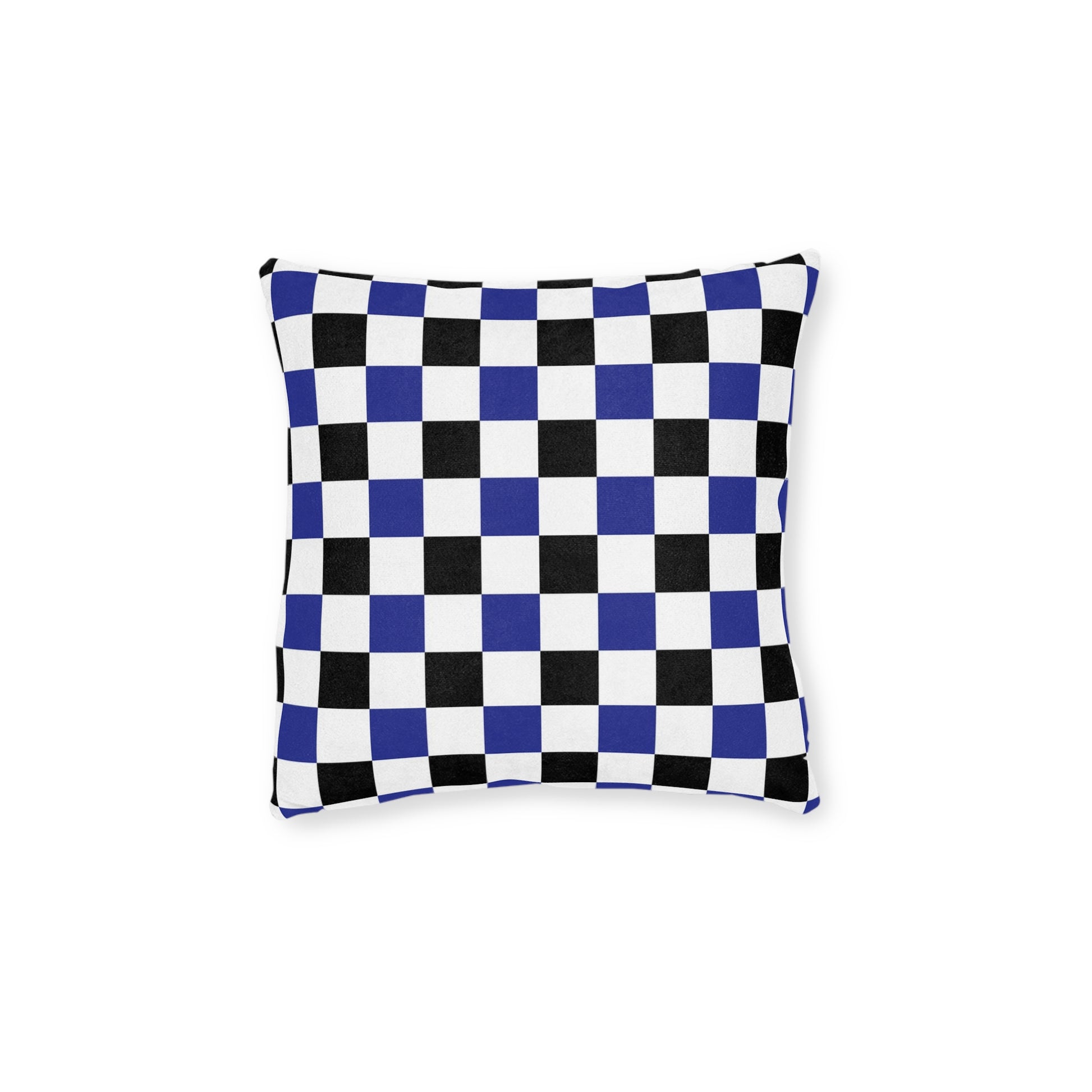 Checkerboard Blue White and Black Square Pillow, Artsulli - Art is Long, Life is Short, Home Decor, Size, 12" × 12", , , , , 90888297144201573954