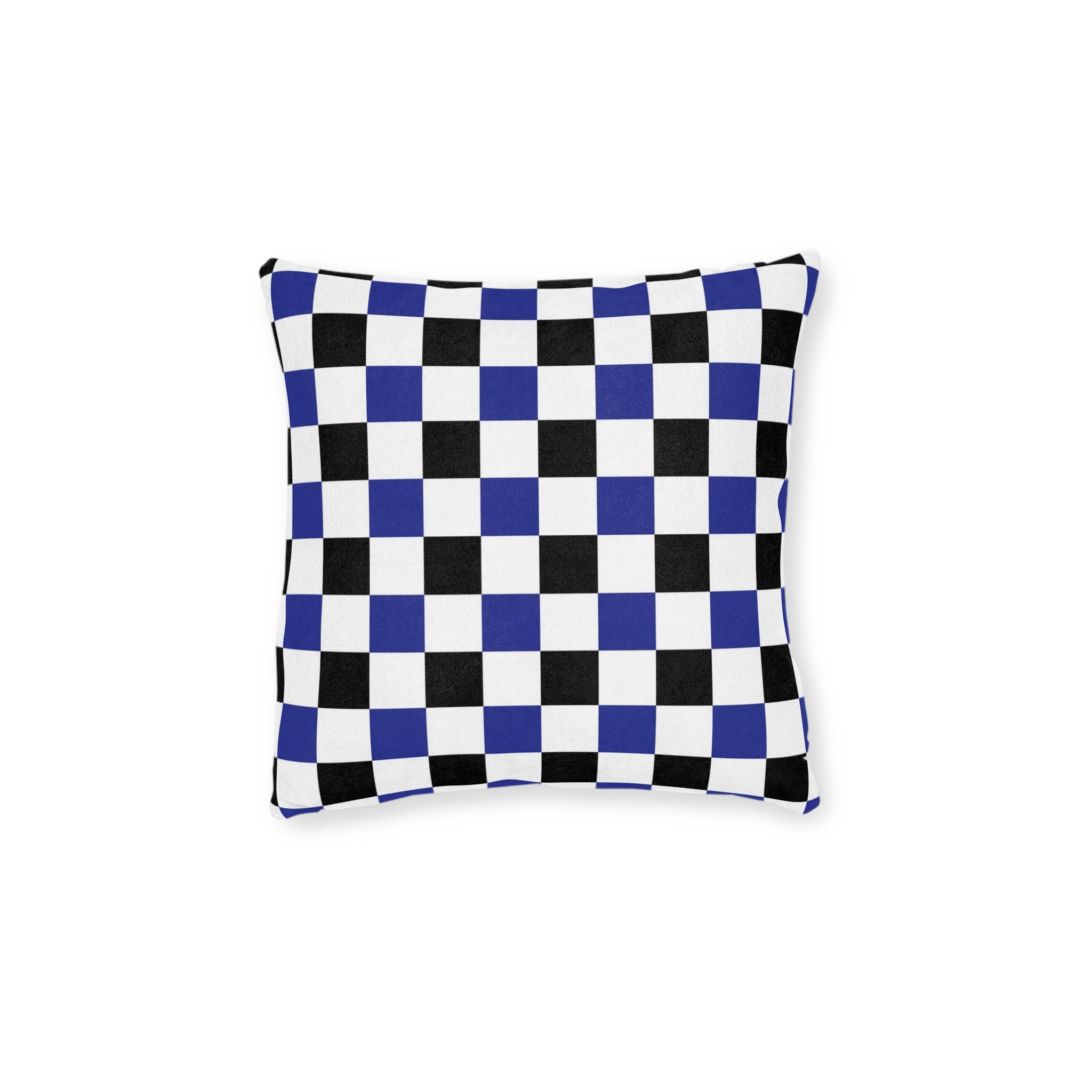 Checkerboard Blue White and Black Square Pillow, Artsulli - Art is Long, Life is Short, Home Decor, Size, 12" × 12", , , , , 90888297144201573954