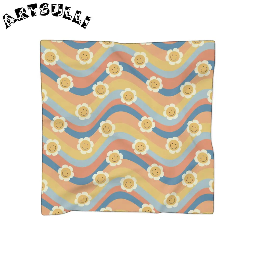 70s Smiley Wave Poly Scarf, Artsulli - Art is Long, Life is Short, Accessories, Color, Poly chiffon, Size, 25" × 25", , , 96616754433993