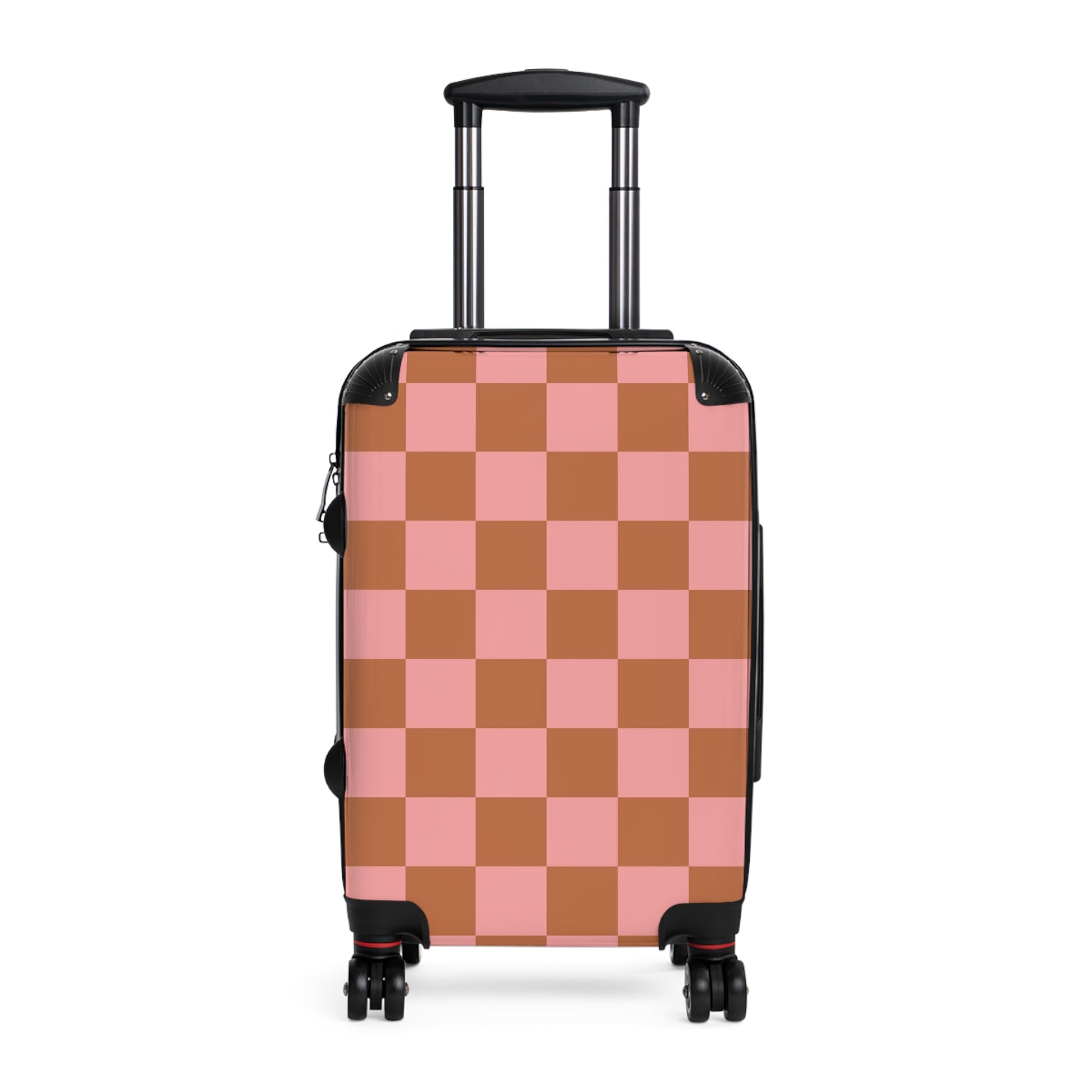 Chessboard Pink and Brown Suitcase, Artsulli - Art is Long, Life is Short, Bags, Size, Small, Color, Black, , , 24543006465875035208