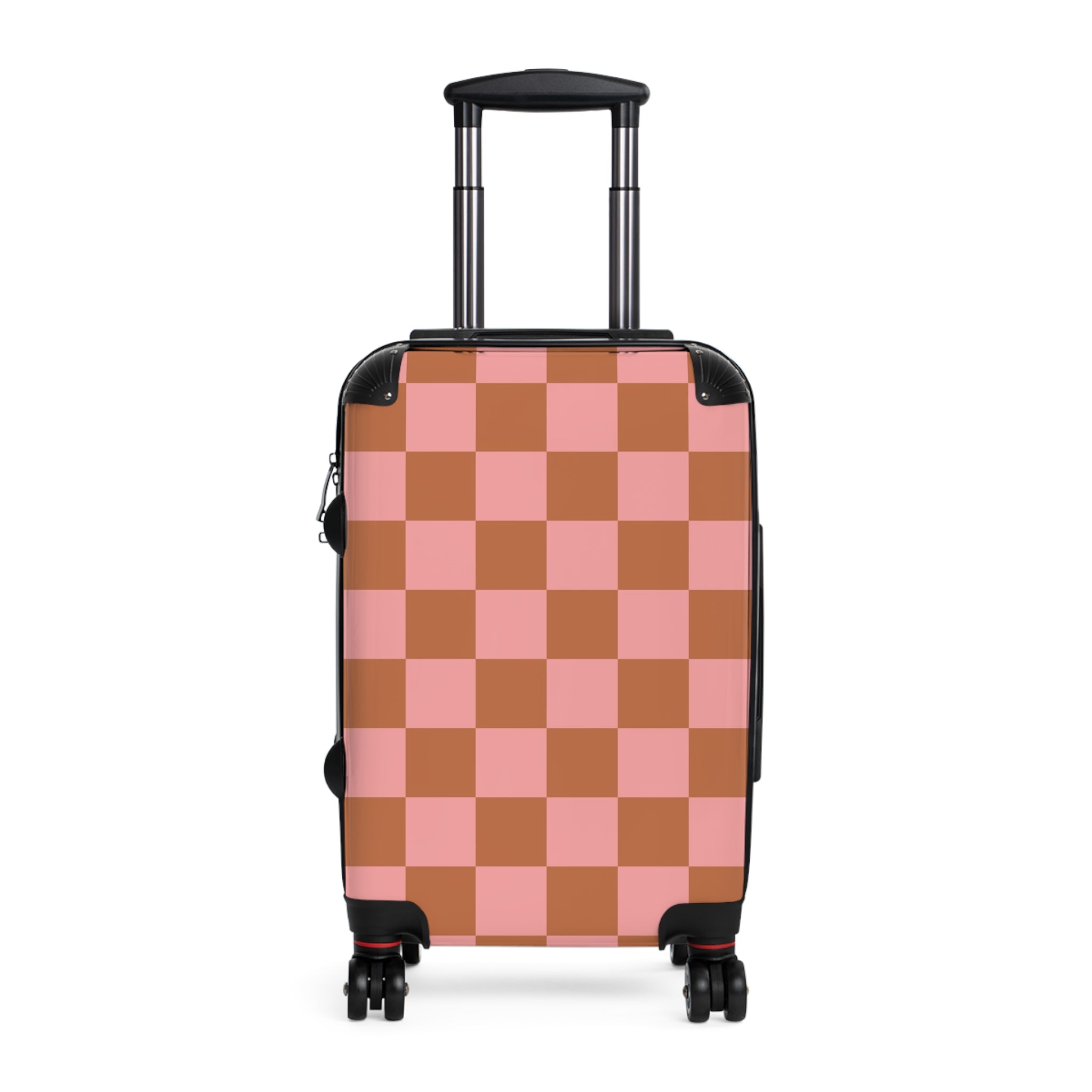 Chessboard Pink and Brown Suitcase, Artsulli - Art is Long, Life is Short, Bags, Size, Small, Color, Black, , , 24543006465875035208