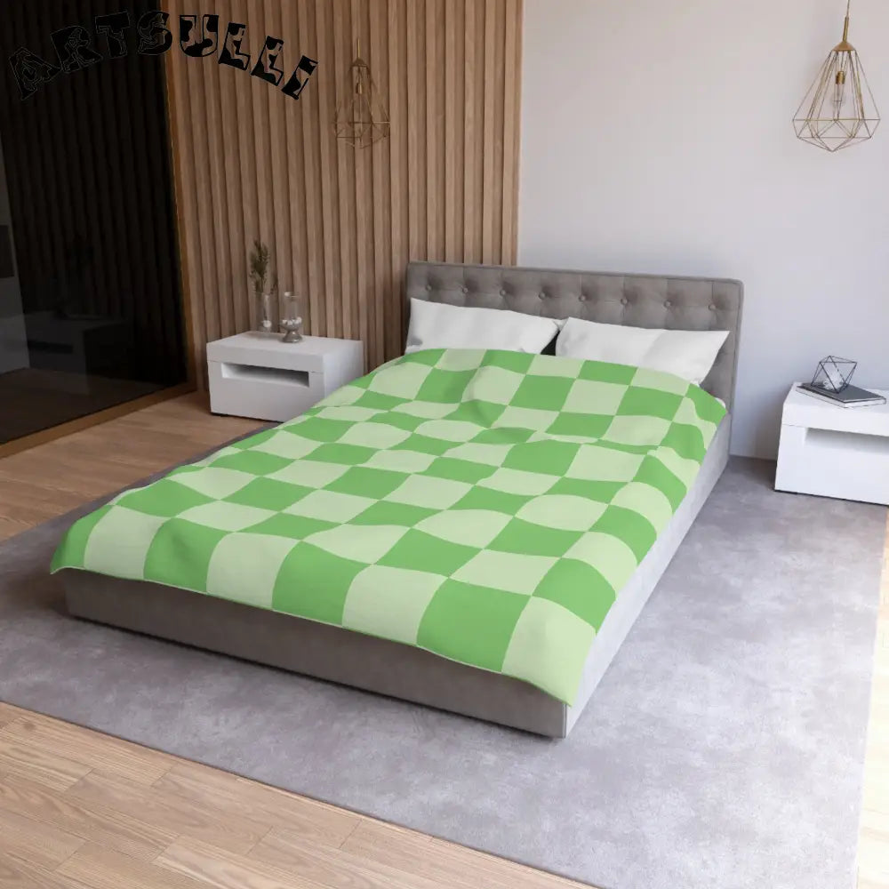 JAKKOUTTHEBXX Checkerboard Green Microfiber Duvet Cover