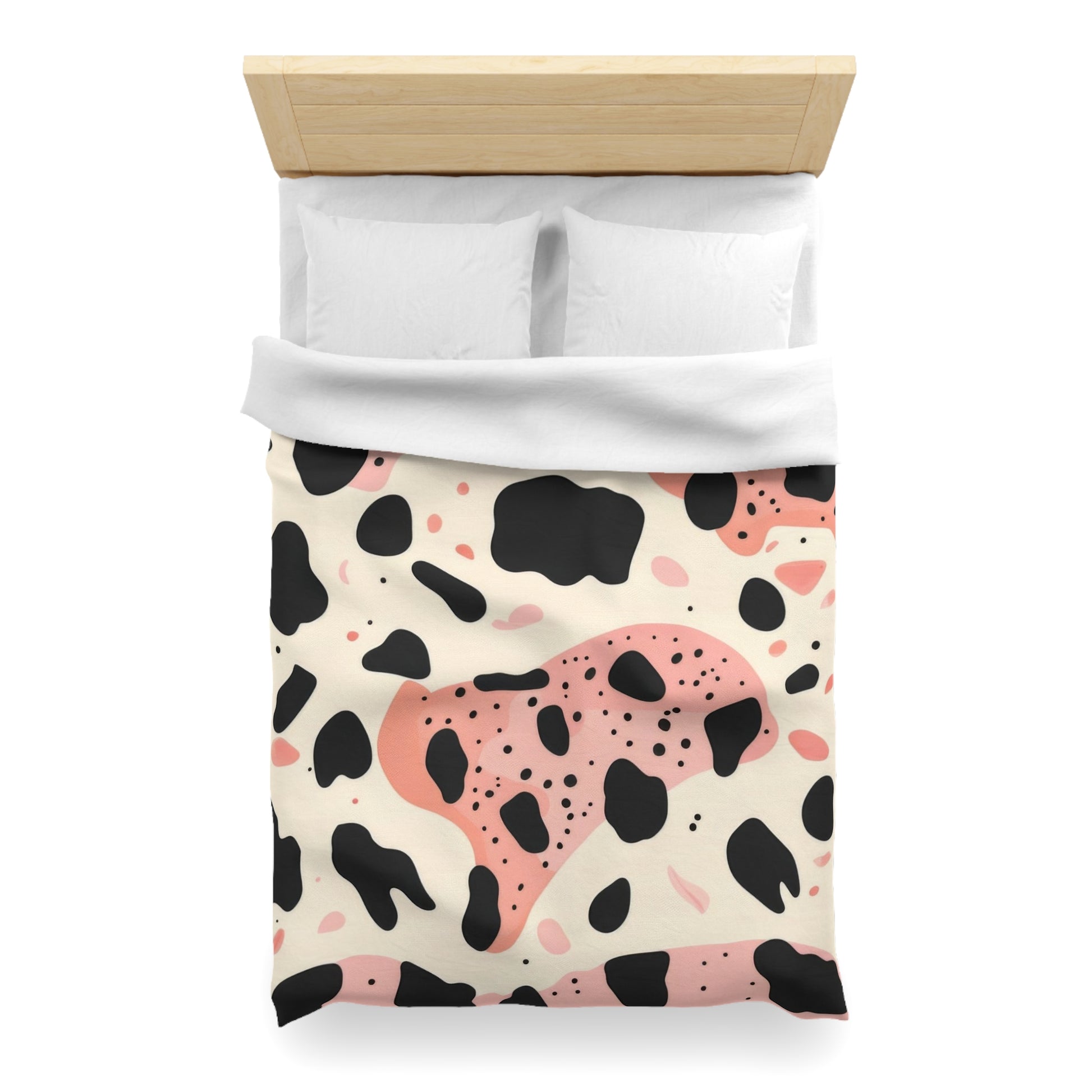 Organic Cow Print Cream and Pink Microfiber Duvet Cover, Artsulli - Art is Long, Life is Short, Home Decor, , , , , , , 