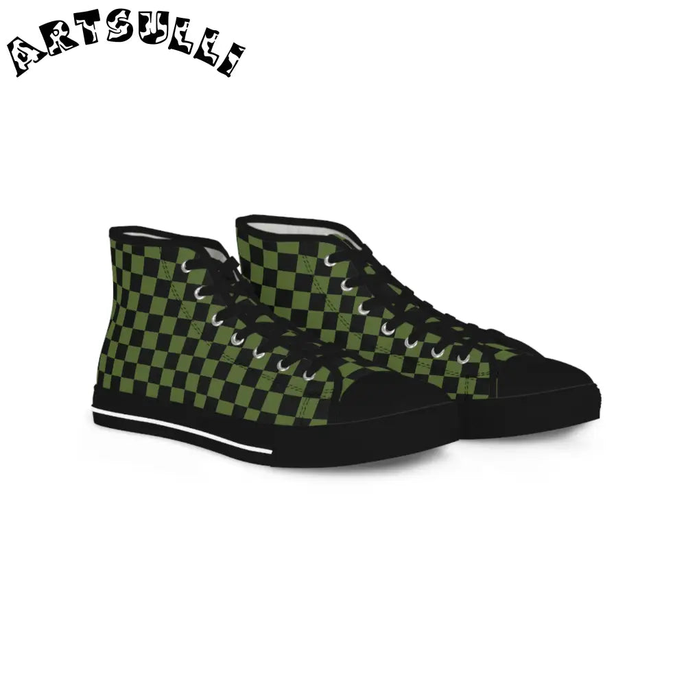 JAKKOUTTHEBXX Checkerboard II Olive Green and Black Men’s High Top