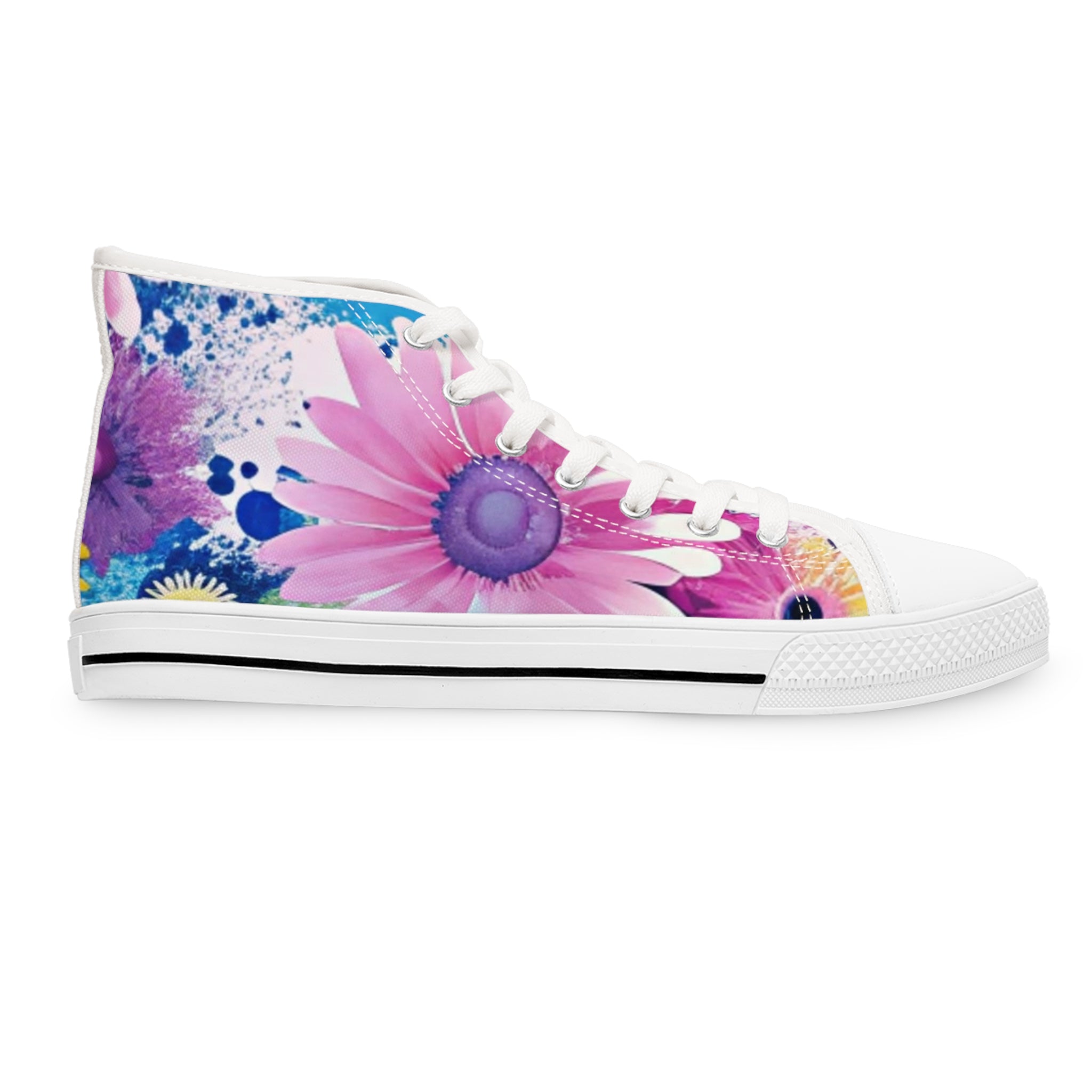 Magical Flower Explosion Multi-Color Women's High Top Sneakers, Artsulli - Art is Long, Life is Short, Shoes, , , , , , , 