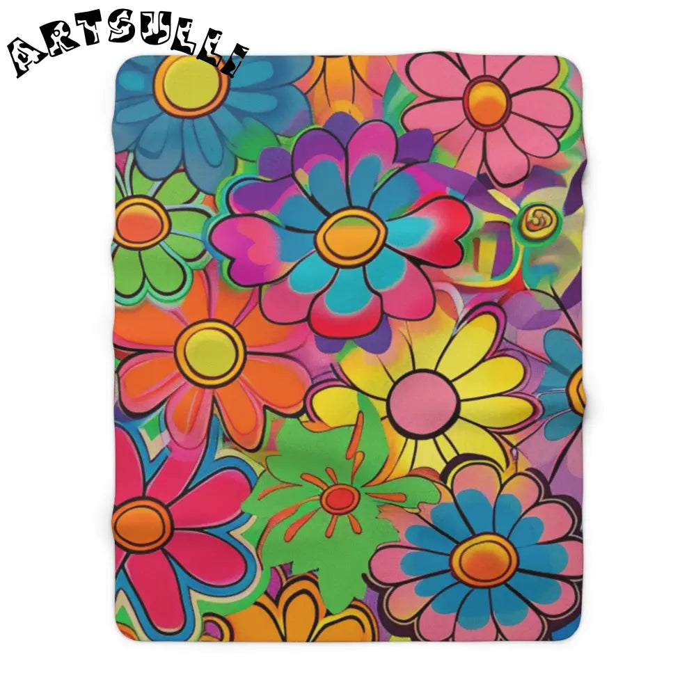 JAKKOUTTHEBXX Chromatic Daisy Dream Sherpa Fleece Blanket