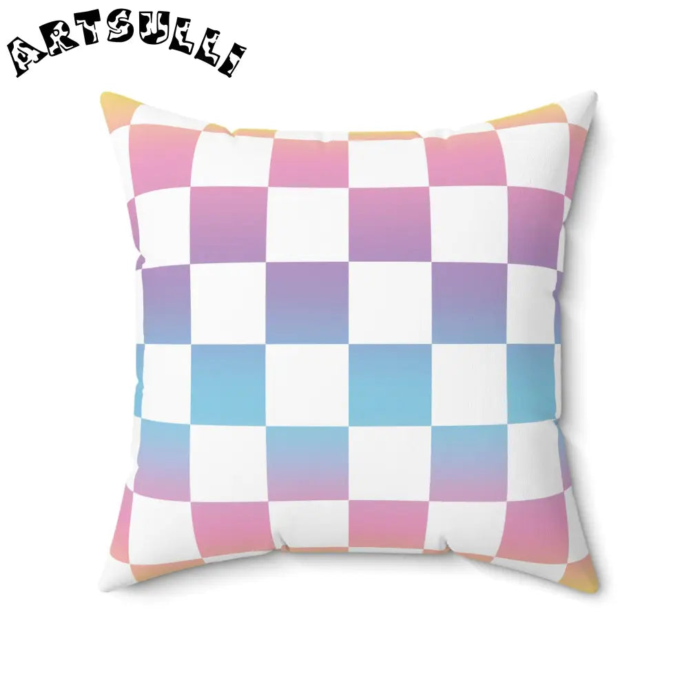 JAKKOUTTHEBXX Vaporwave Check Spun Polyester Square Pillow