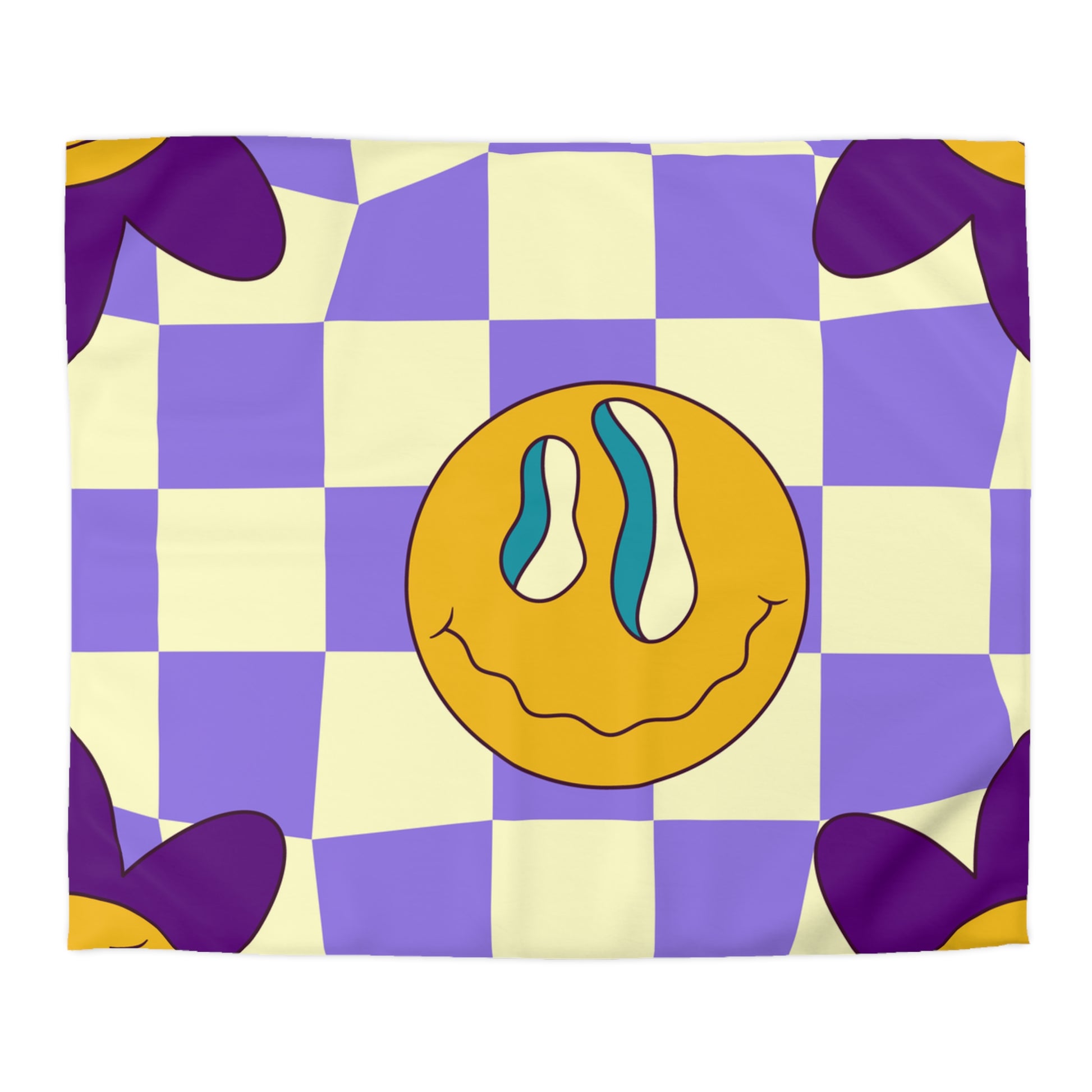 Trippy Flower Power Motifs Microfiber Duvet Cover, Artsulli - Art is Long, Life is Short, Home Decor, Size, King, Color, Cream, , , 13724227254310