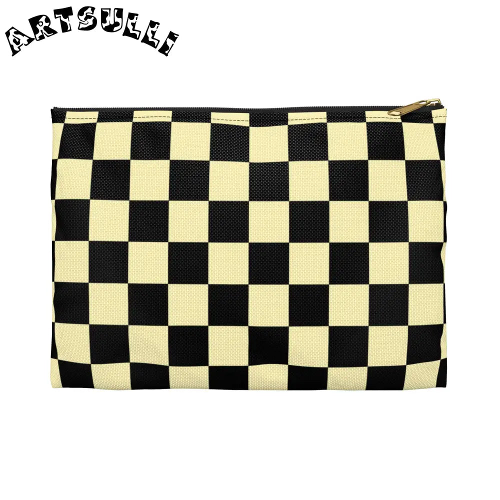JAKKOUTTHEBXX Checkerboard Black and Yellow Accessory Pouch