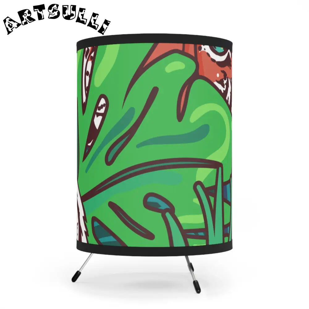 JAKKOUTTHEBXX Tropical Jungle Tigers Blue and Green Tripod Lamp