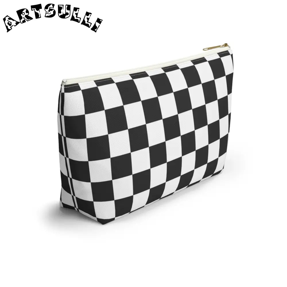 JAKKOUTTHEBXX Checkerboard White and Black Accessory Pouch w