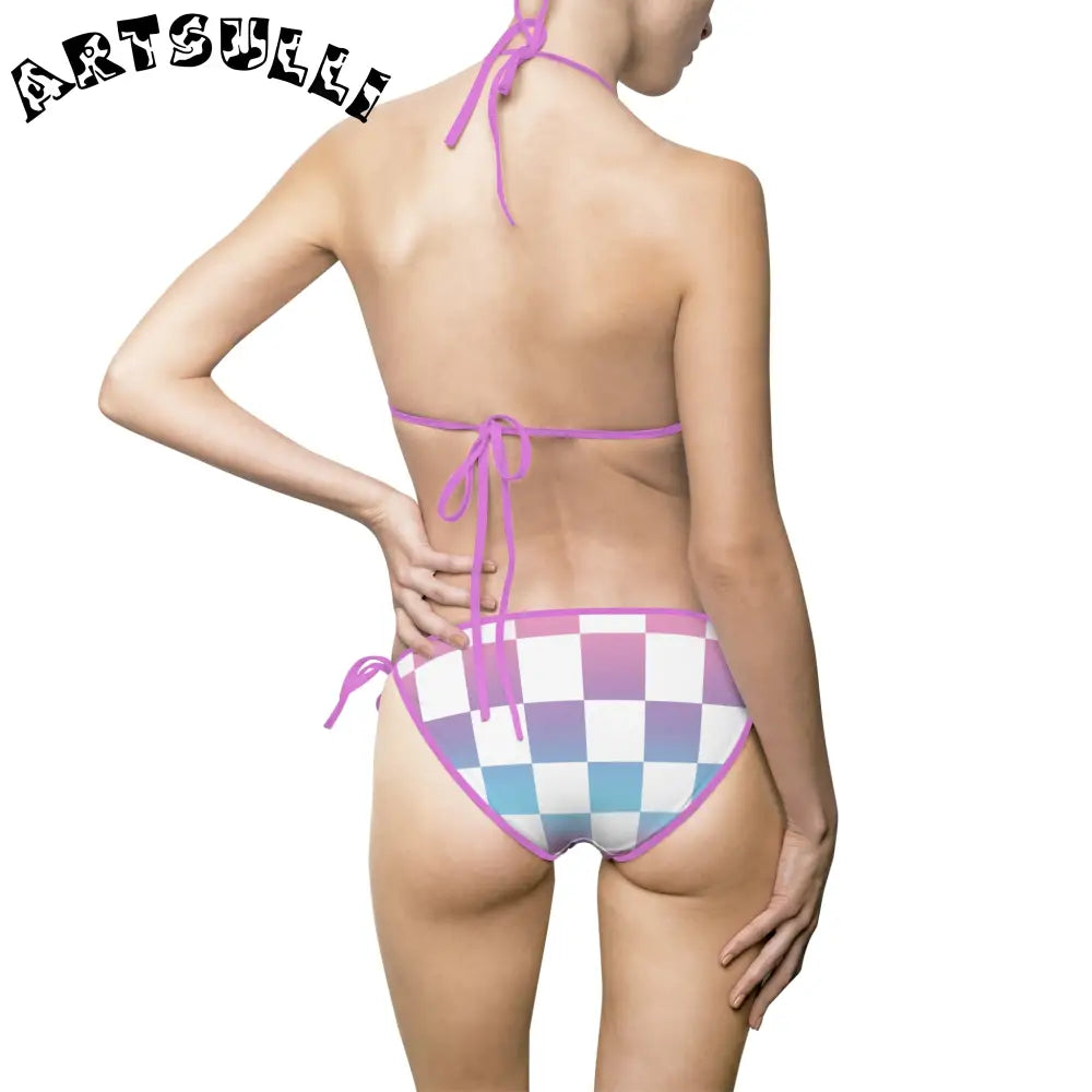 JAKKOUTTHEBXX Vaporwave Check Women’s Bikini Swimsuit (AOP)