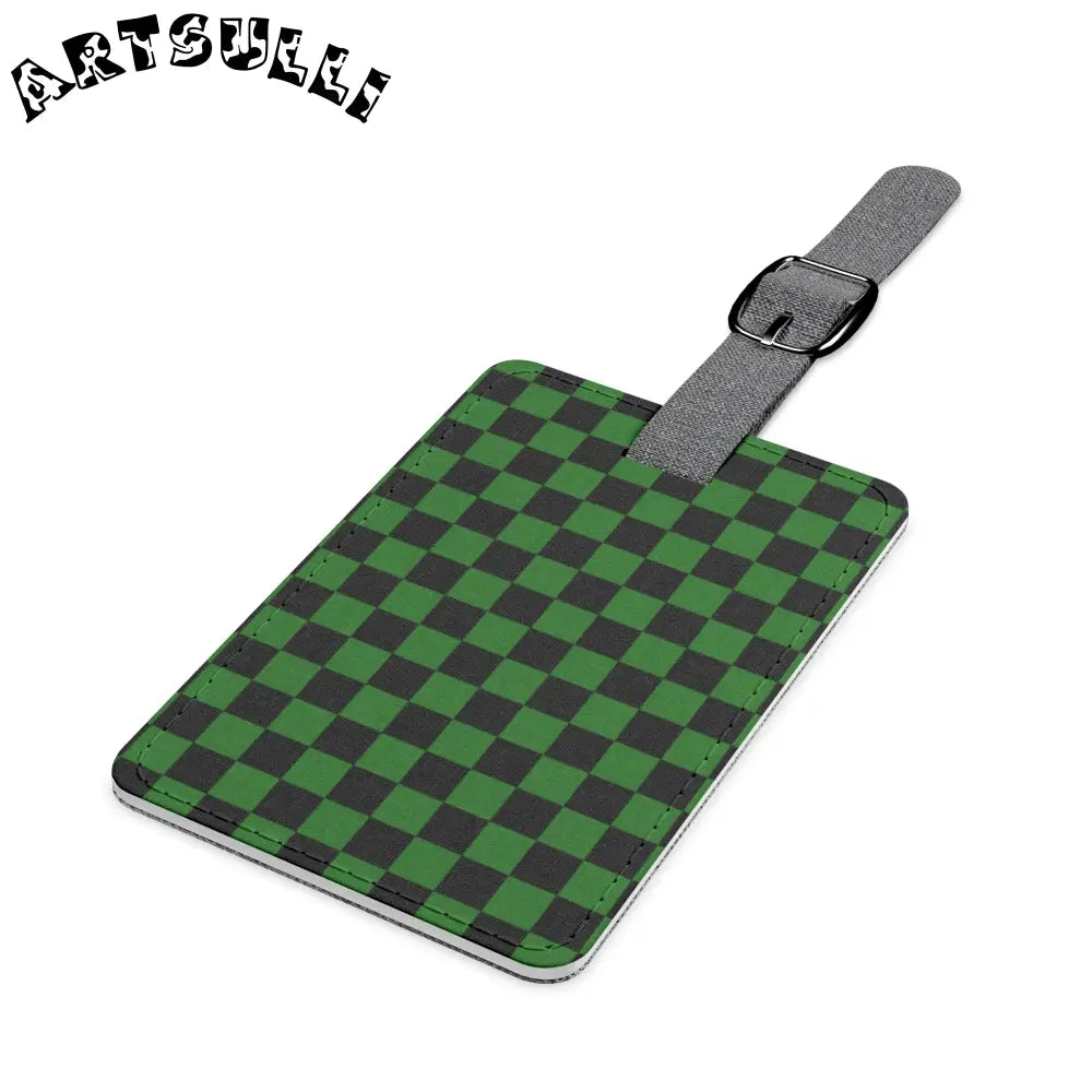 JAKKOUTTHEBXX Checkerboard Green and Black Saffiano Polyester