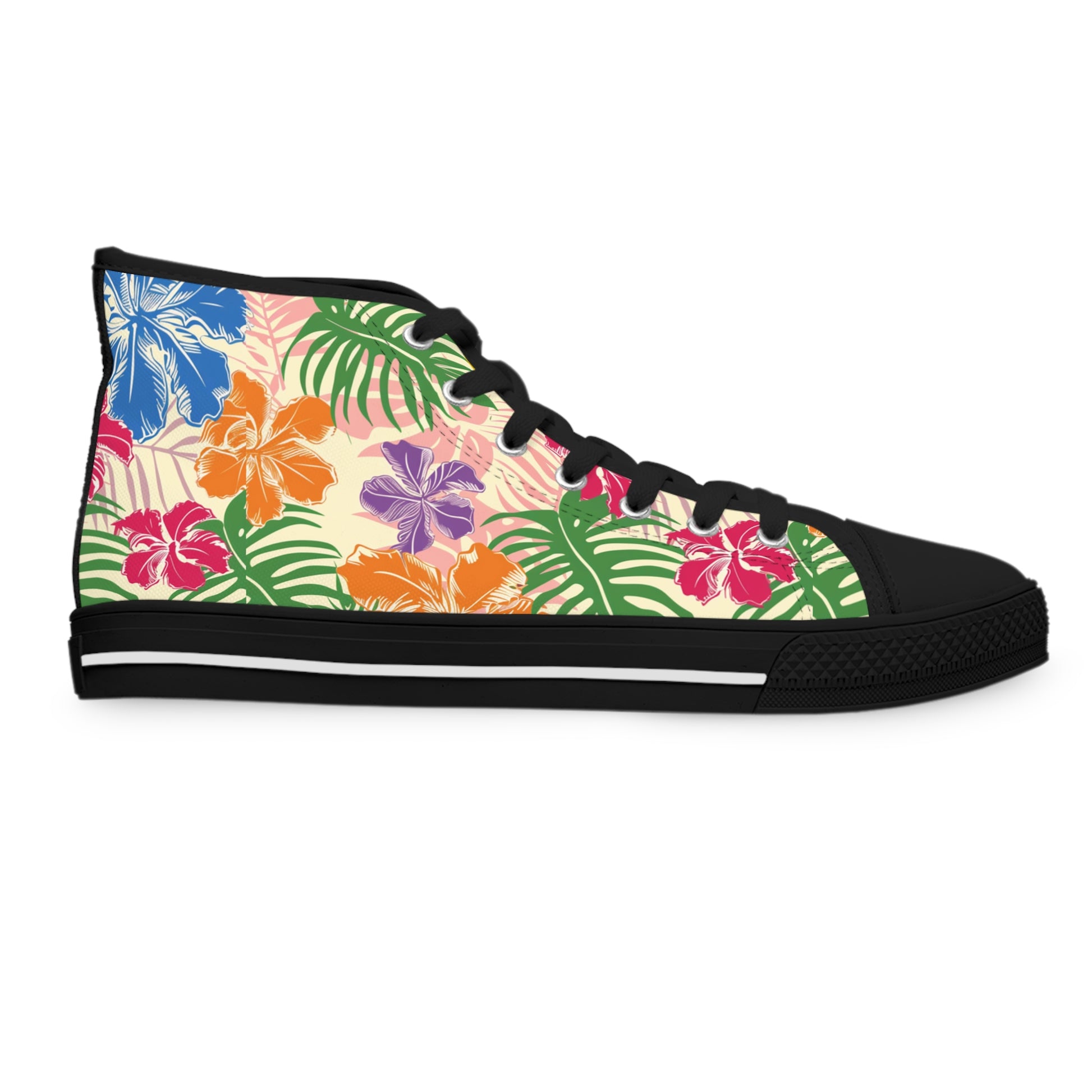 Blooming Tropical Flowers Women's High Top Sneakers, Artsulli - Art is Long, Life is Short, Shoes, , , , , , , 