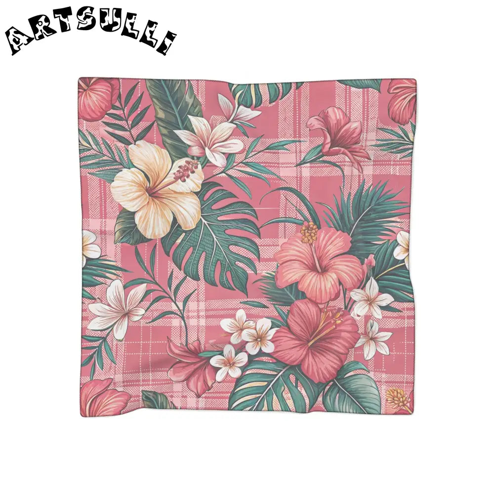 JAKKOUTTHEBXX Plaid x Floral Burgundy and Green Poly Scarf