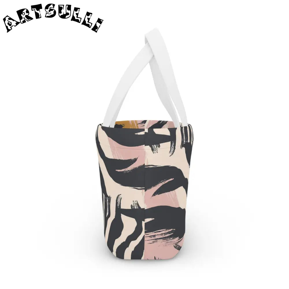 JAKKOUTTHEBXX Zebra Print Lunch Bag Tote with Pink and Yellow