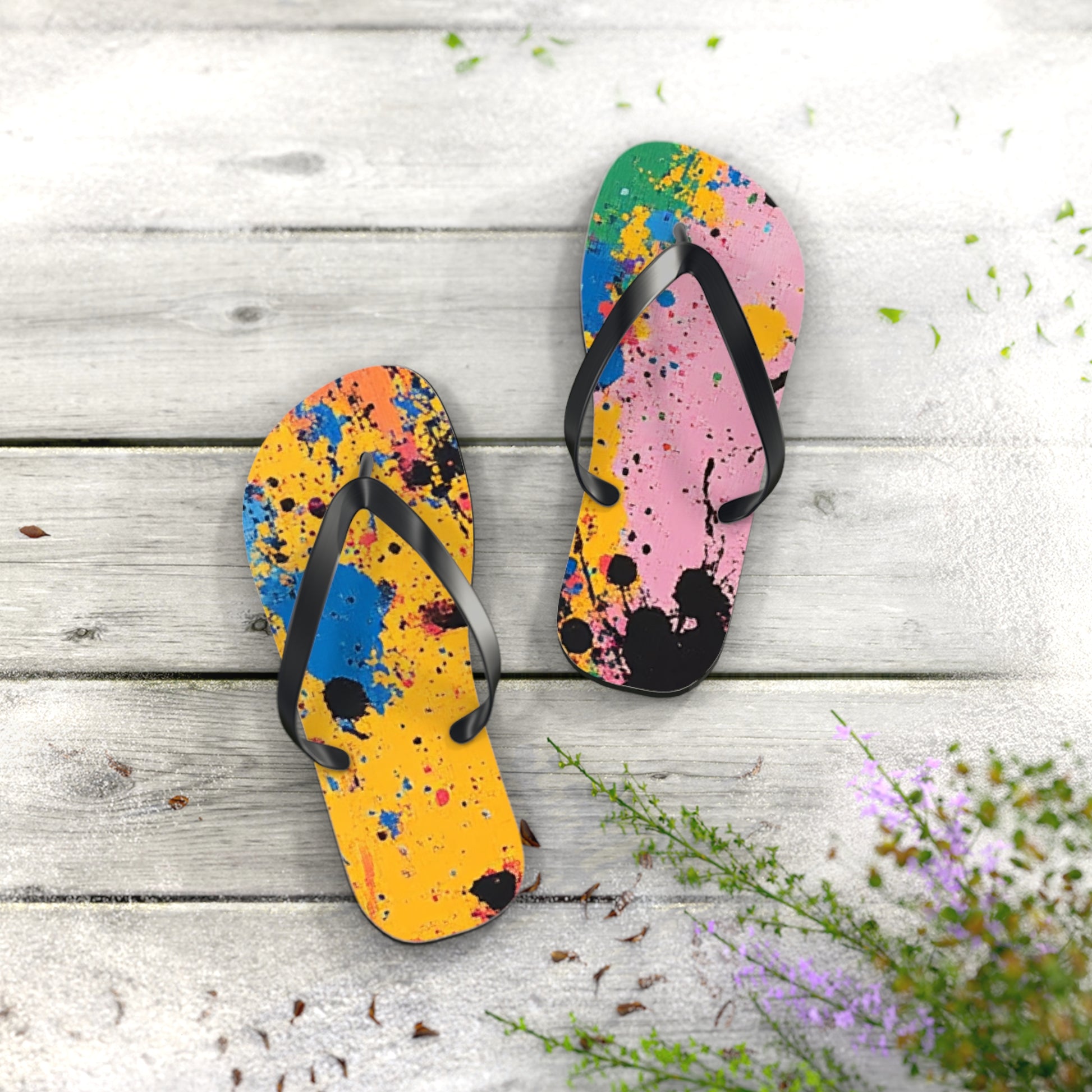 The Colors Of Paint Splatter Flip Flops, Artsulli - Art is Long, Life is Short, Shoes, , , , , , , 