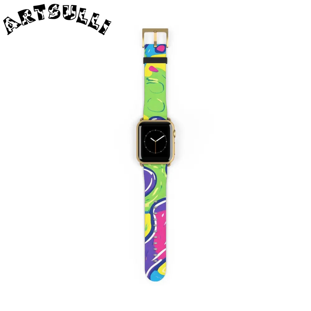 90s Trippy Slime Watch Band, Artsulli - Art is Long, Life is Short, Accessories, Size, 38 - 41 mm, Color, Gold Matte, , , 32394995949489565388